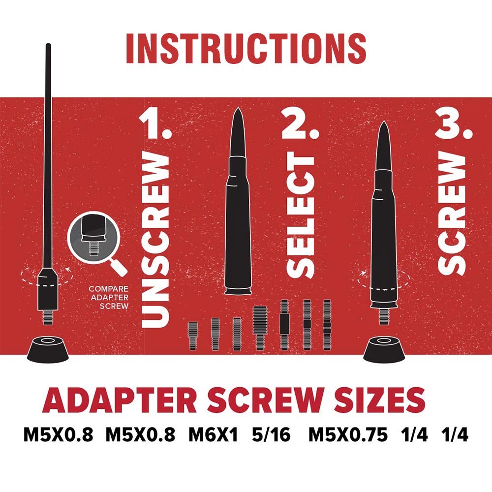 Samman Bullet Antenna Mast - Universal Vehicle Antenna Replacement for Ford F150 F250 F350 Super Duty Raptor & Dodge RAM 1500 2500 3500 - Black Truck Car Radio Antenna - Perfect for Off-Roading, Daily Commuting & Enhanced Radio Reception