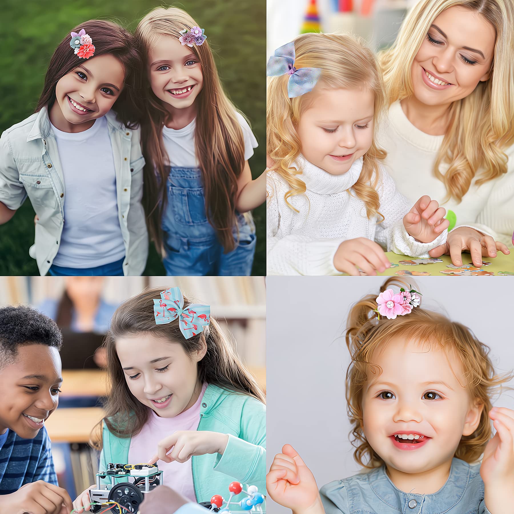 Fsmiling 11-Pack Girls Hair Bows with Alligator Clips - Grosgrain Ribbon Flower Hair Accessories for Valentine's Day, Easter & Parties | Perfect for School, Weddings & Special Occasions
