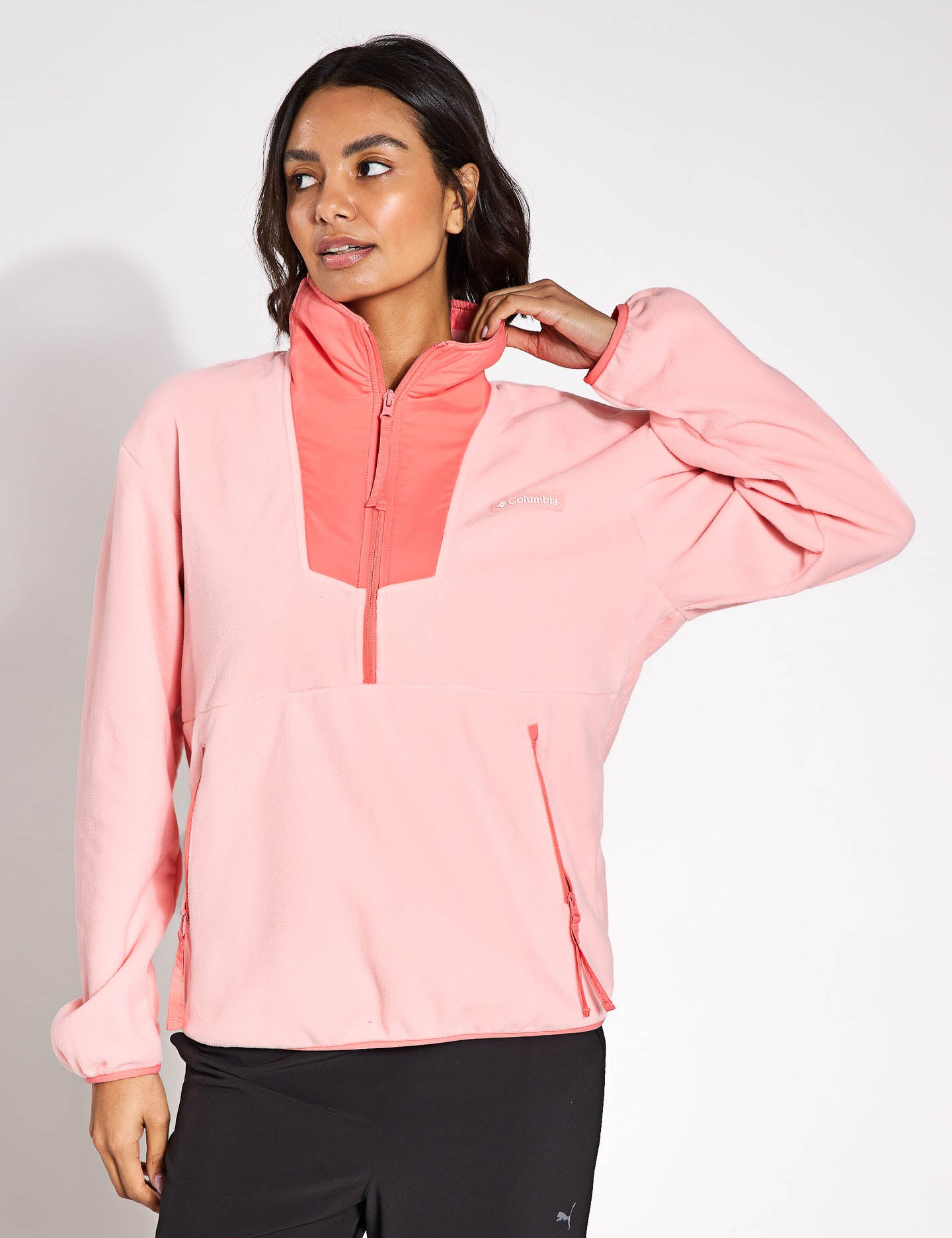 Sequoia Grove 1/2 Zip Fleece Pullover - Women's Soft Thermal Jacket in Pink Sand & Alpenglow Colors | Perfect for Hiking, Camping & Outdoor Adventures
