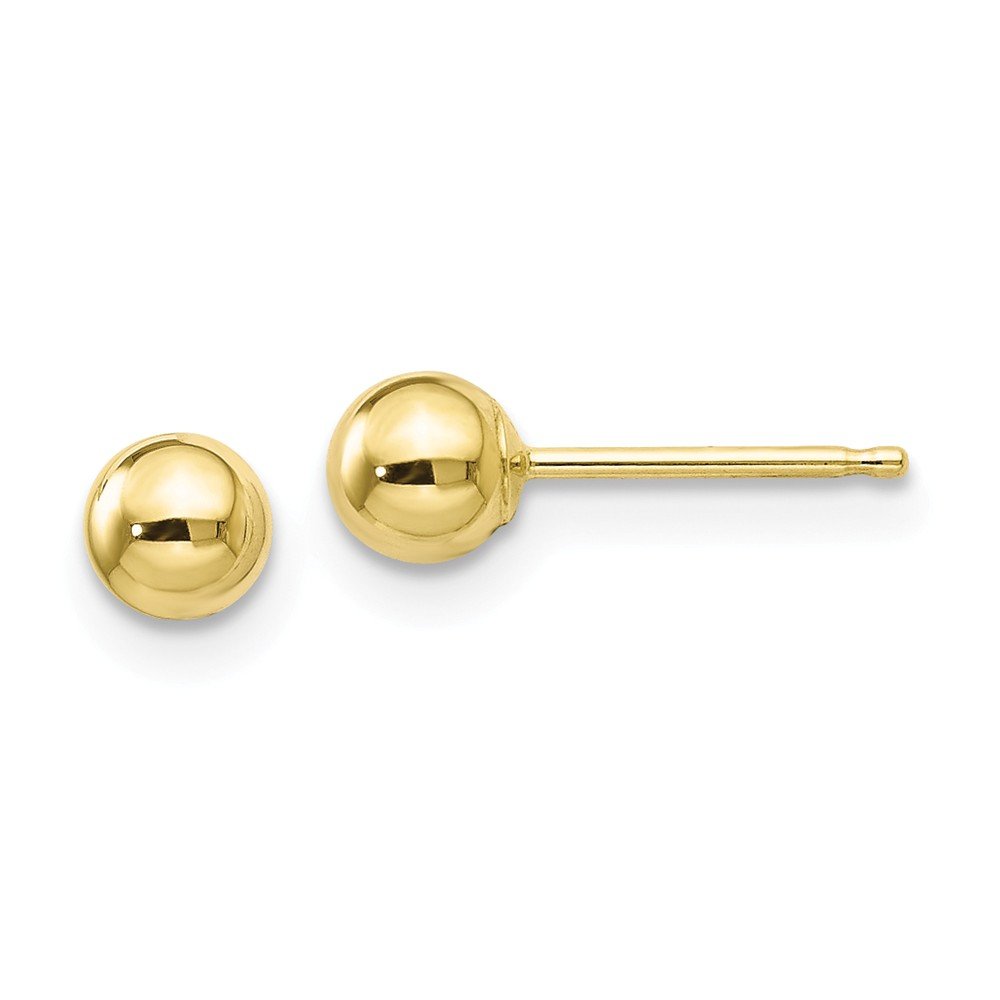 10K Solid Gold Polished 3mm Ball Stud Earrings for Women - Hypoallergenic Everyday Jewelry Gift for Her, Perfect for Work, Date Night & Special Occasions