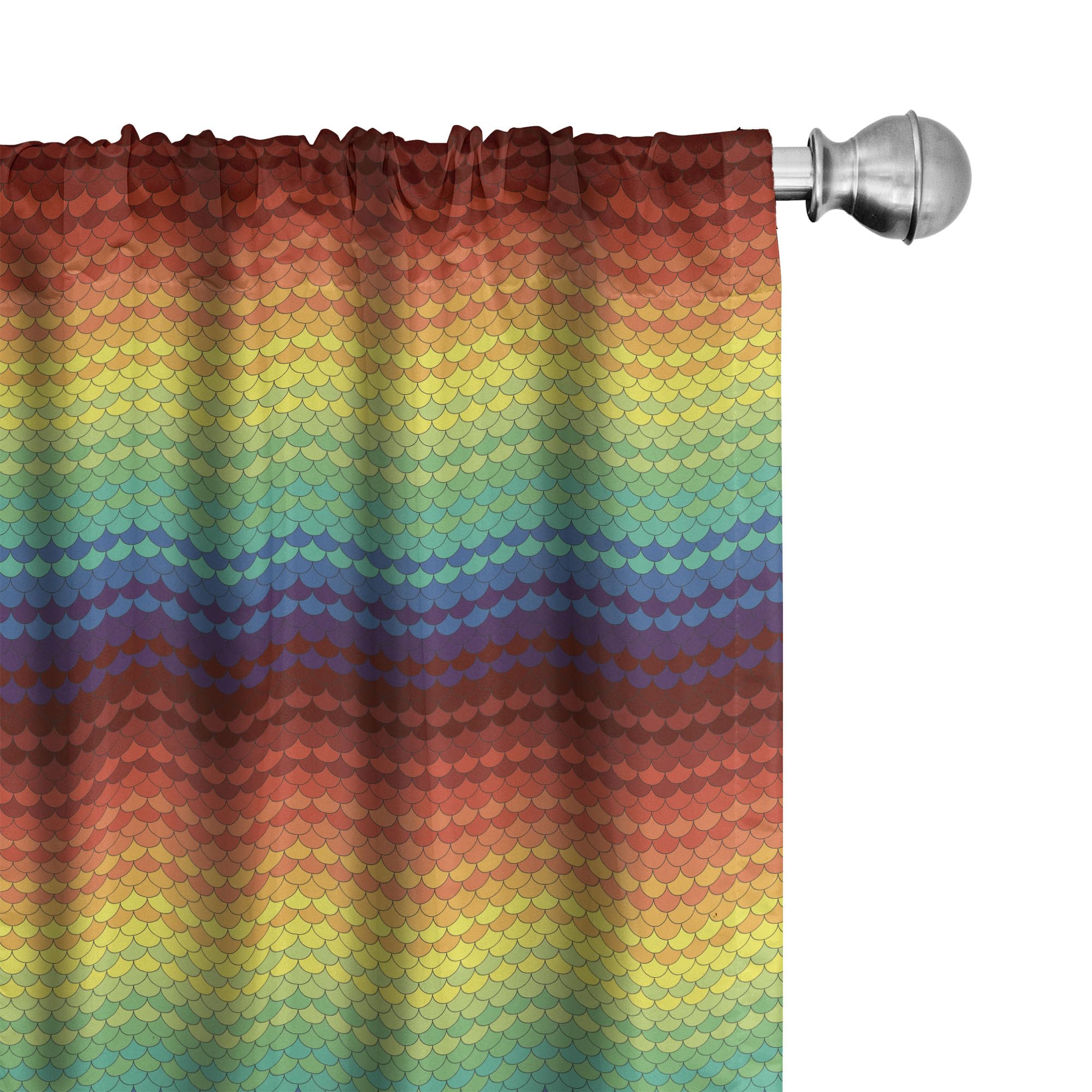 Ambesonne Fiesta Curtains - Colorful Abstract Snake & Dragon Scale Design, Rainbow Inspired Window Treatments (28