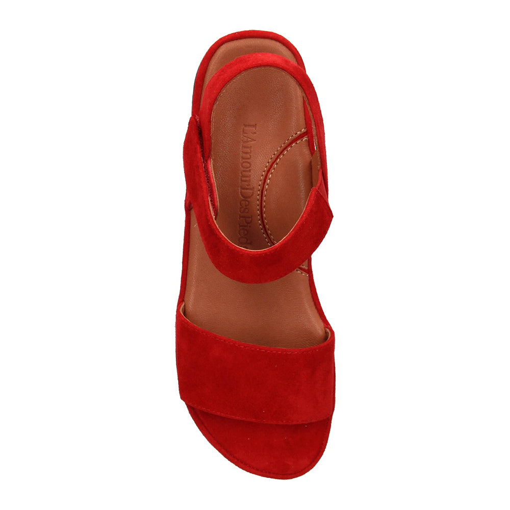 Abrilla Women's Red Suede Sandals - Comfortable Casual Summer Shoes for Beach, Walking & Outdoor Activities