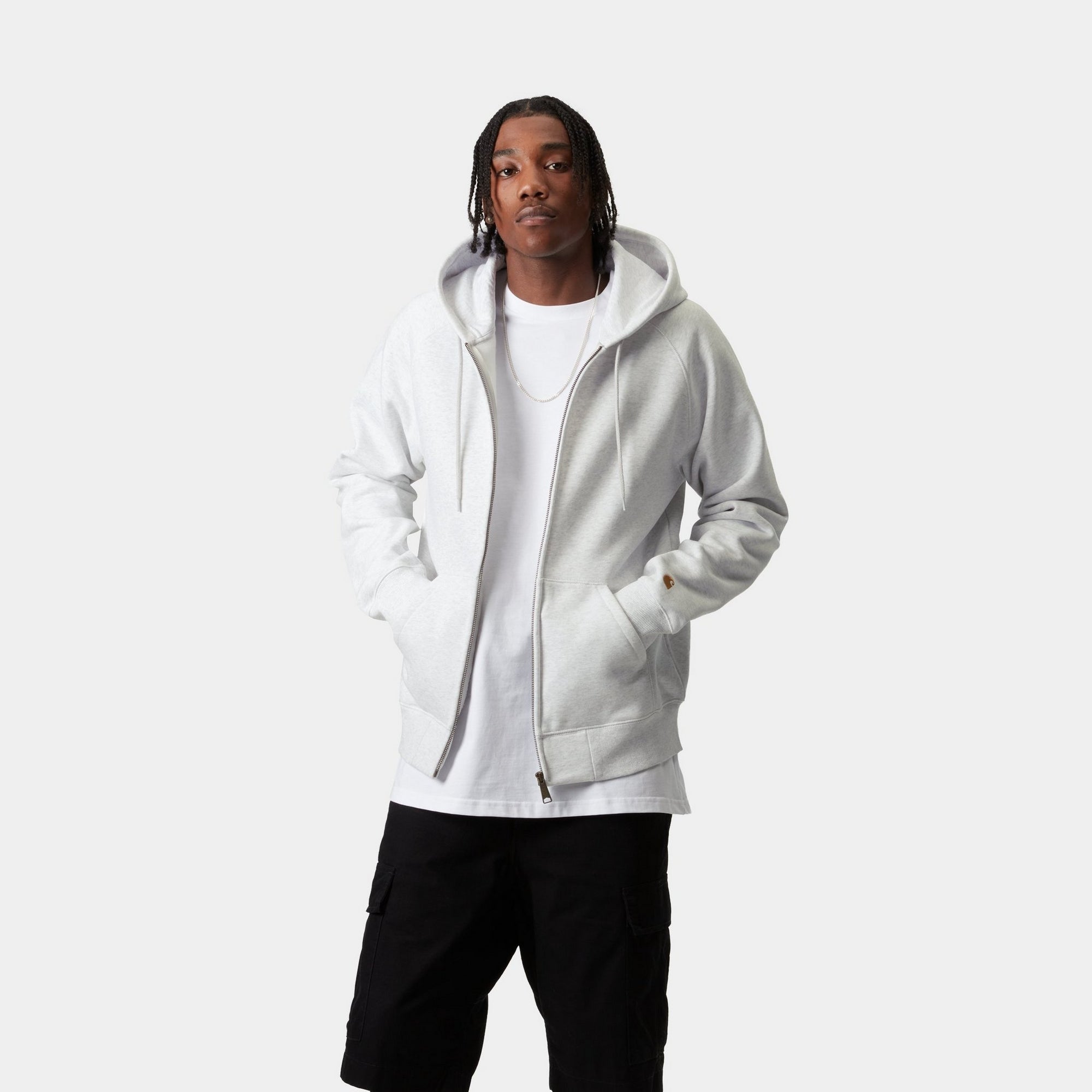 Men's Lightweight Hooded Chase Jacket - Ash Heather Color for Outdoor Running & Hiking | Water-Resistant Windbreaker for All Seasons