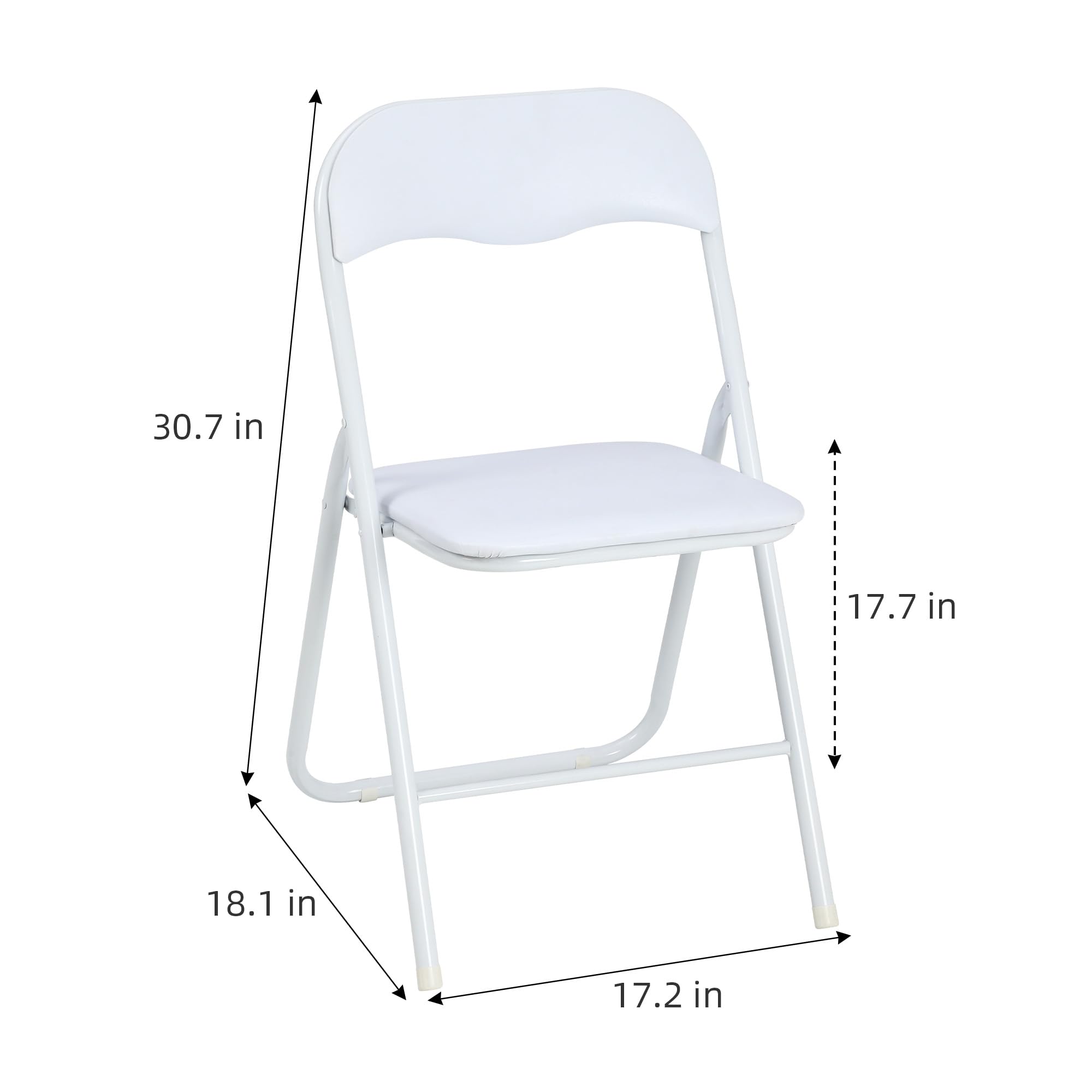 GAOMON 2 Pack Folding Chairs - Portable Metal Stackable Chairs with Cushion & Non-Slip Feet for Indoor Outdoor Events, Parties, Camping, Picnics & Home Use - White