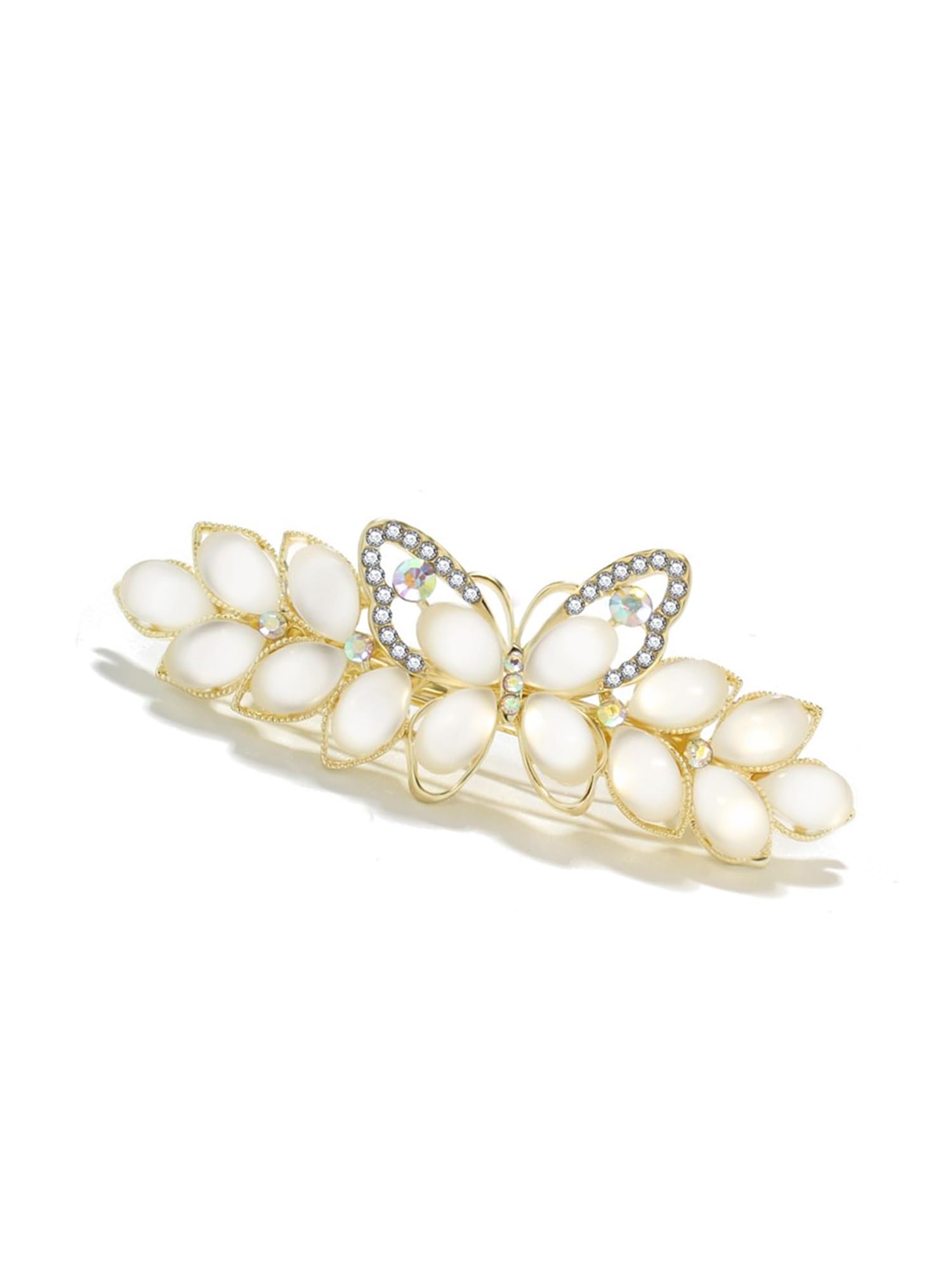 Elegant Yellow Chime Hair Clips for Women & Girls - Butterfly Barrette with Opal Stone - French Style Hair Accessories for Women - Perfect Gift for Her - Great for Weddings, Parties & Everyday Wear