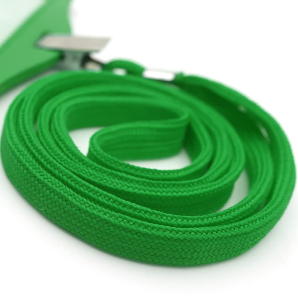 Ollain 100-Pack Green ID Badge Lanyards with Clip for Cruise & Work