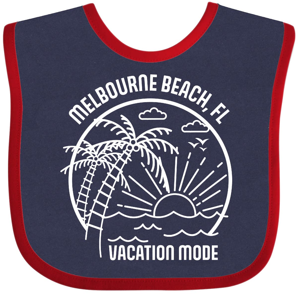 Inktastic Summer Vacation Mode Melbourne Beach Florida Baby Bib - Cute & Soft Cotton Drool Bib for Infants & Toddlers - Perfect for Beach Trips, Travel, and Everyday Use