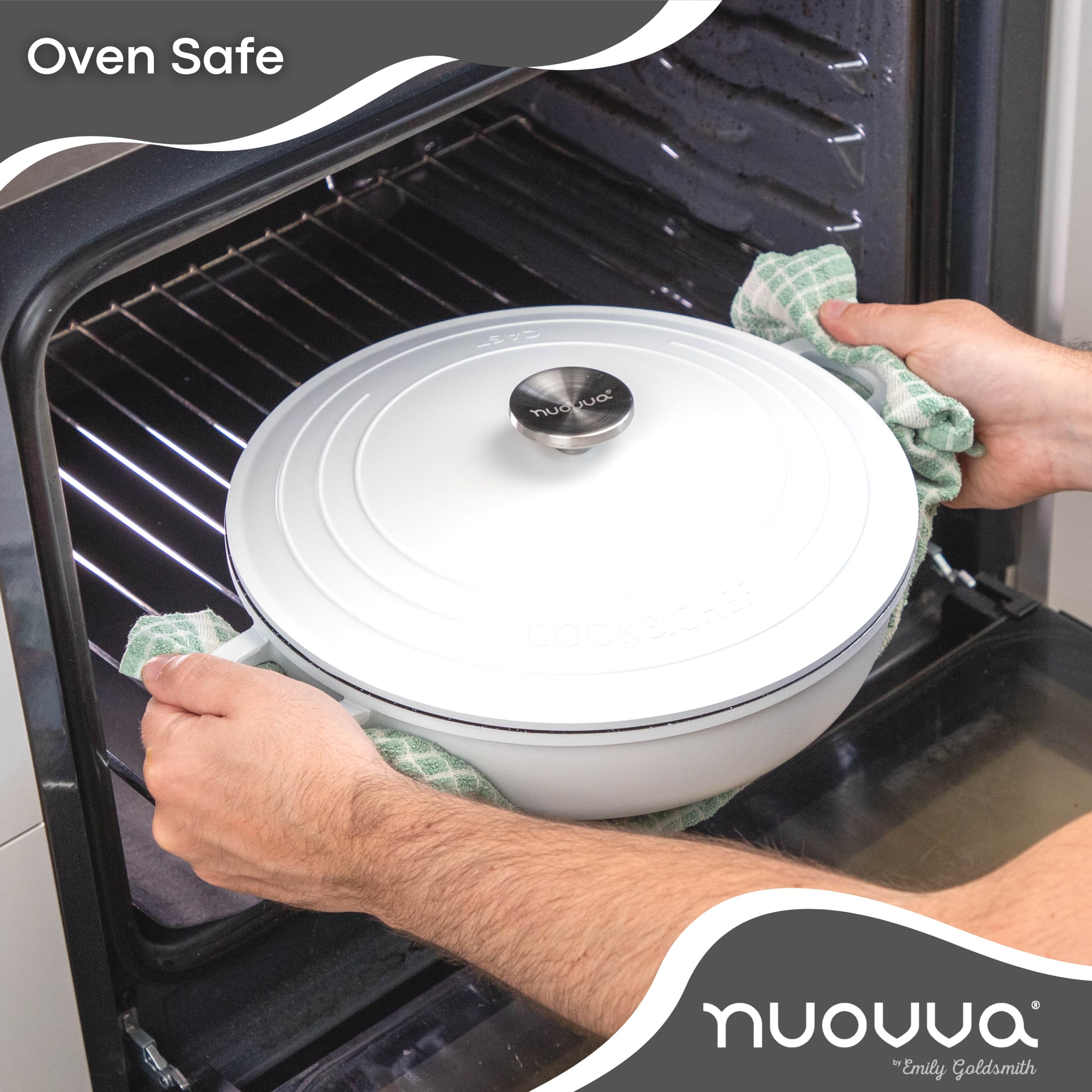 **Nuovva 4-Quart Dutch Oven with Lid – Non-Stick Cast Aluminum Pot for Sourdough Bread Baking, Oven & Stovetop Safe – 11 Inch Cream Stock Pot – Perfect for Artisan Bread, Stews & Slow Cooking**