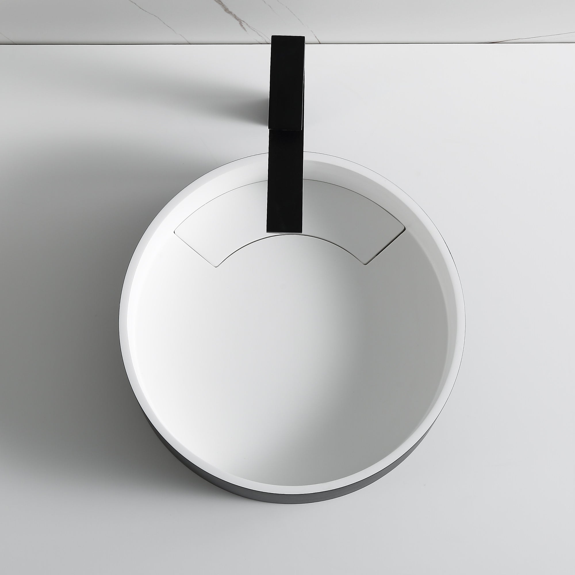Ancona Round Pure Acrylic Stone Vessel Bathroom Sink - Matte White & Matte Black - Modern Vanity Sink for Bathroom Remodeling & Luxury Home Decor