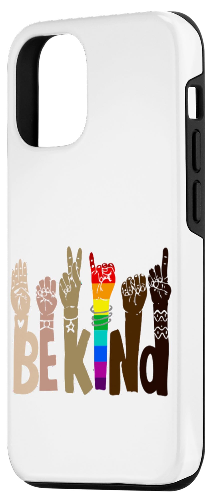 iPhone 12/12 Pro Case with Be Kind Sign Language & Rainbow Design - Support Black Lives Matter & LGBTQ+ Pride - Durable Protective Cover for Everyday Use & Special Occasions