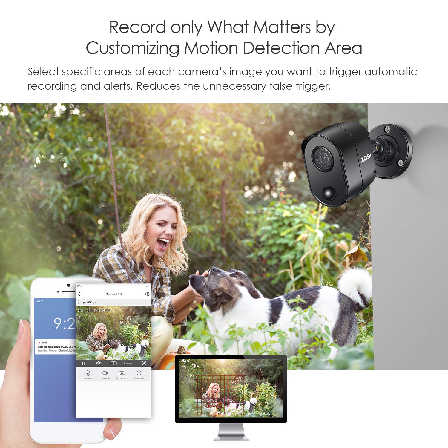 ZOSI 8CH 1080p Outdoor Security Camera System with 1TB HDD - H.265+ CCTV DVR Recorder & 4 Weatherproof Night Vision Cameras with PIR Motion Detection - Ideal for Home, Business & Property Surveillance