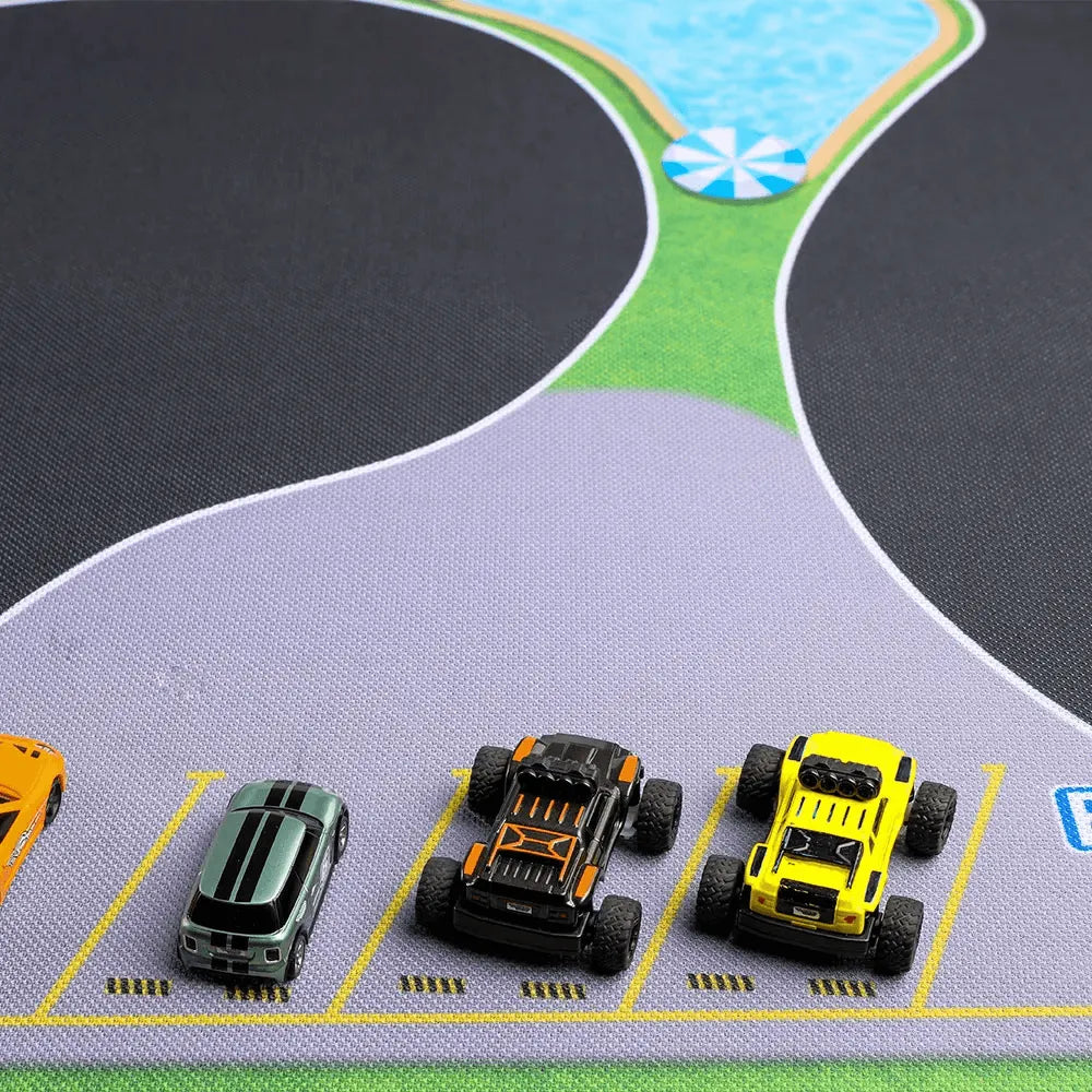 Turbo Racing Portable Rubber Mat 160x90cm - 1:76 Scale RC Mini Car Track for Tabletop Racing | Perfect for Kids' Playroom, Office Desk & Indoor RC Car Competitions