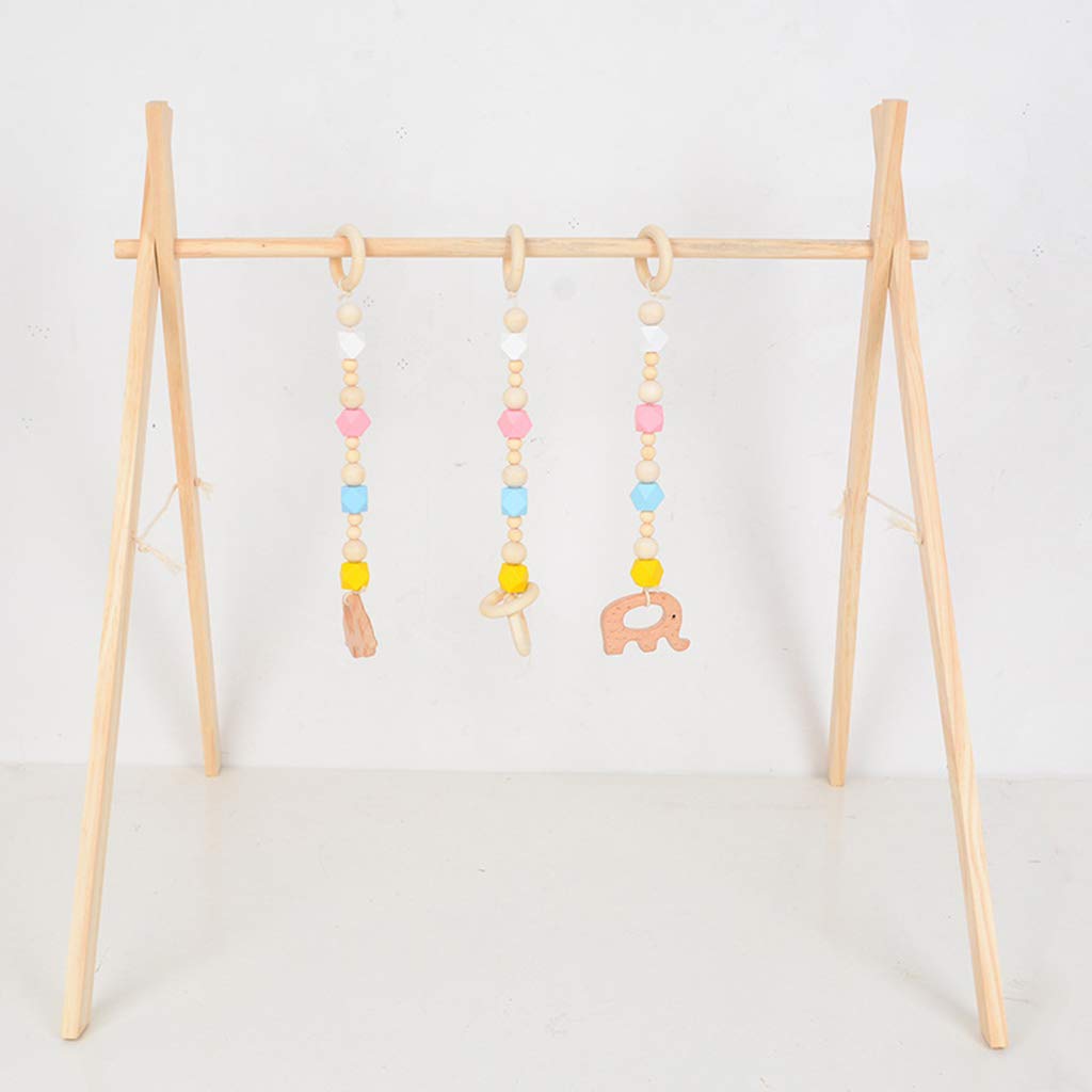 Nordic Wooden Fitness Rack for Kids - Sturdy Baby Play Gym Bar with Wood Frame, Toddler Room Decor & Montessori Climbing Structure for Home Playroom & Nursery
