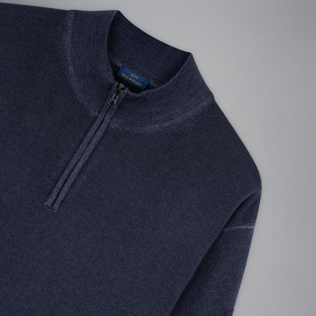 PAUL & SHARK Men's Navy Blue Front Zip Sweater | Casual Pullover for Outdoor Activities & Everyday Wear