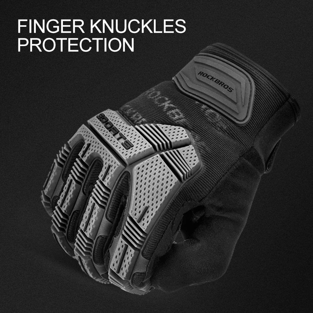 ROCKBROS Motorcycle & Mountain Bike Gloves - Full Finger Touchscreen Outdoor Gloves for Men - Riding, Cycling & Adventure Sports Protection
