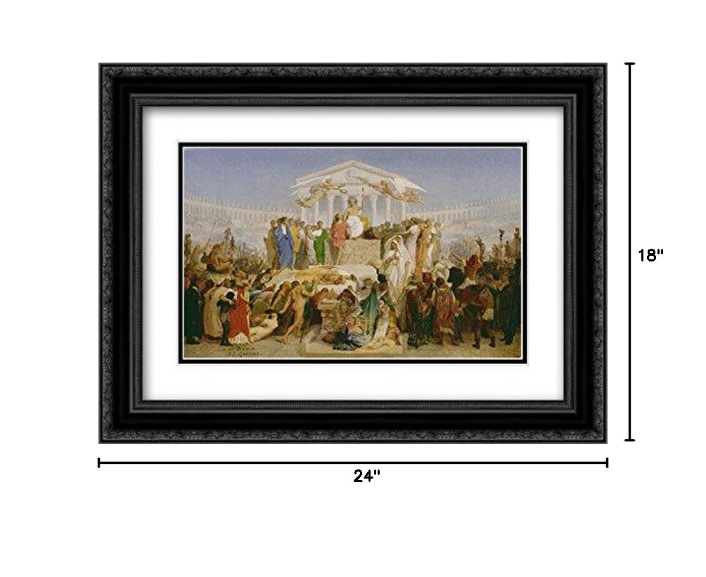 24x18 Black Ornate Framed Museum Art Print - Study For The Age Of Augustus & Birth of Christ by Jean Leon Gerome | Classic Home Decor, Office Wall Art, Gift for History Lovers