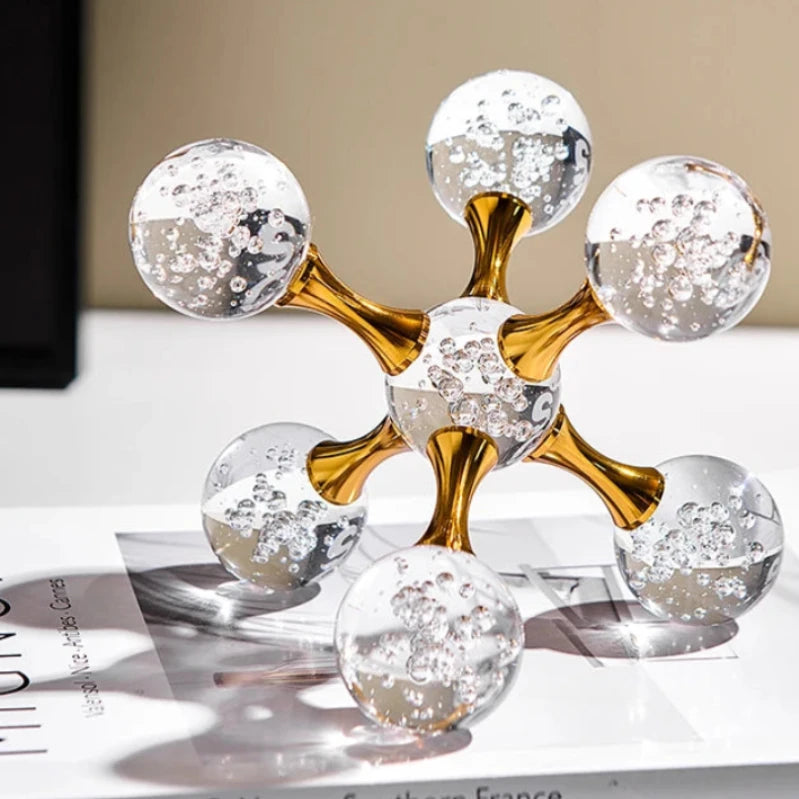 Handmade Bubble Glass Star Paperweight - Elegant Desk Decor & Holiday Ornament for Christmas, Office, and Home Decoration