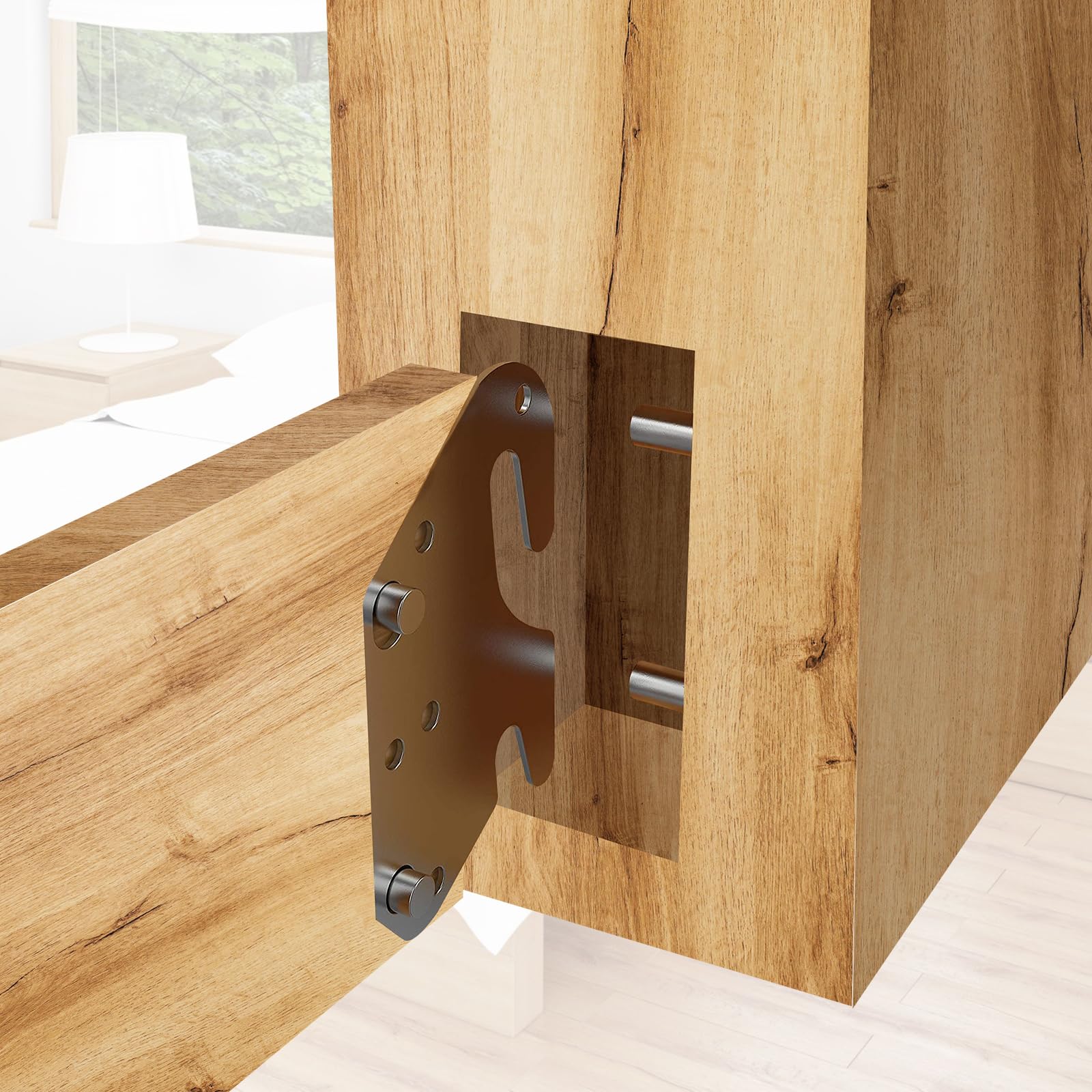 Wooden Bed Frame Brackets - Heavy Duty Bed Rail Hook Plates for Headboard & Footboard Replacement (4-Pack) - Perfect for DIY Bed Frame Repair & Reinforcement