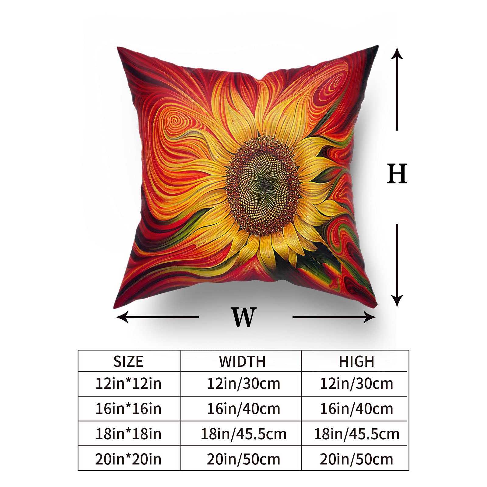 Sunflower Pillow Covers 18x18 Inch Set of 2 - Decorative Floral Throw Pillow Cases for Sofa, Couch & Bed - 100% Cotton Linen Blend Cushion Covers - Perfect for Living Room, Bedroom, Patio & Outdoor Decor