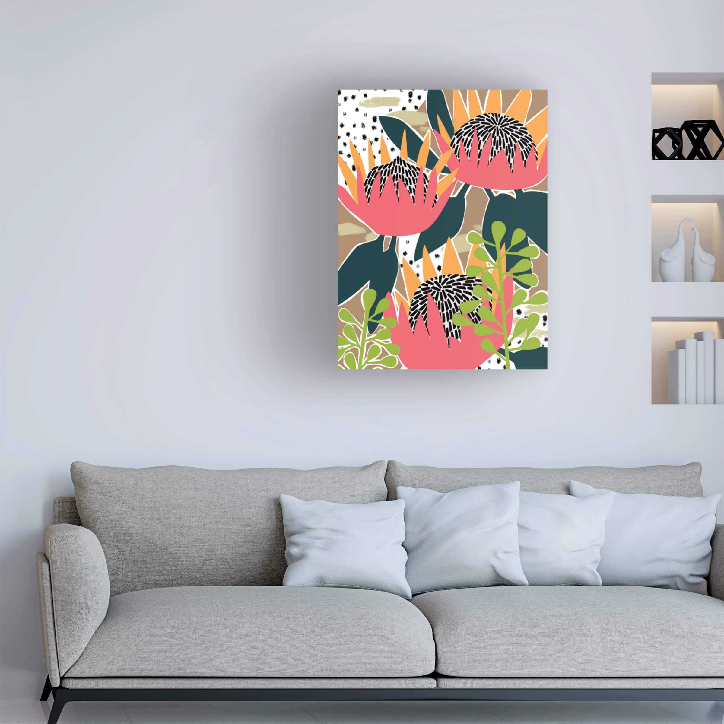 Trademark Fine Art 'King Protea I' Canvas Wall Art by Melissa Wang - Stunning Floral Painting for Living Room, Bedroom & Office Decor