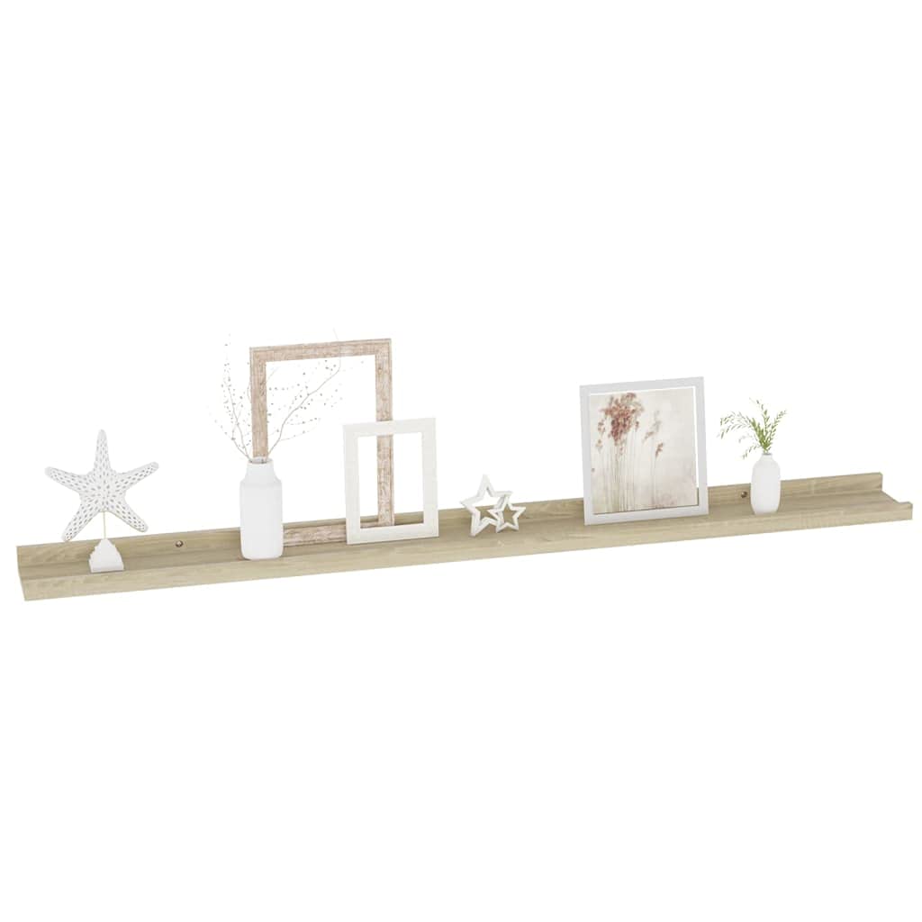 vidaXL Set of 4 Sonoma Oak Wall Shelves - MDF Wall-Mounted Shelving for Books, Collectibles & Home Decor | Modern Floating Shelves for Living Room, Bedroom & Office Organization