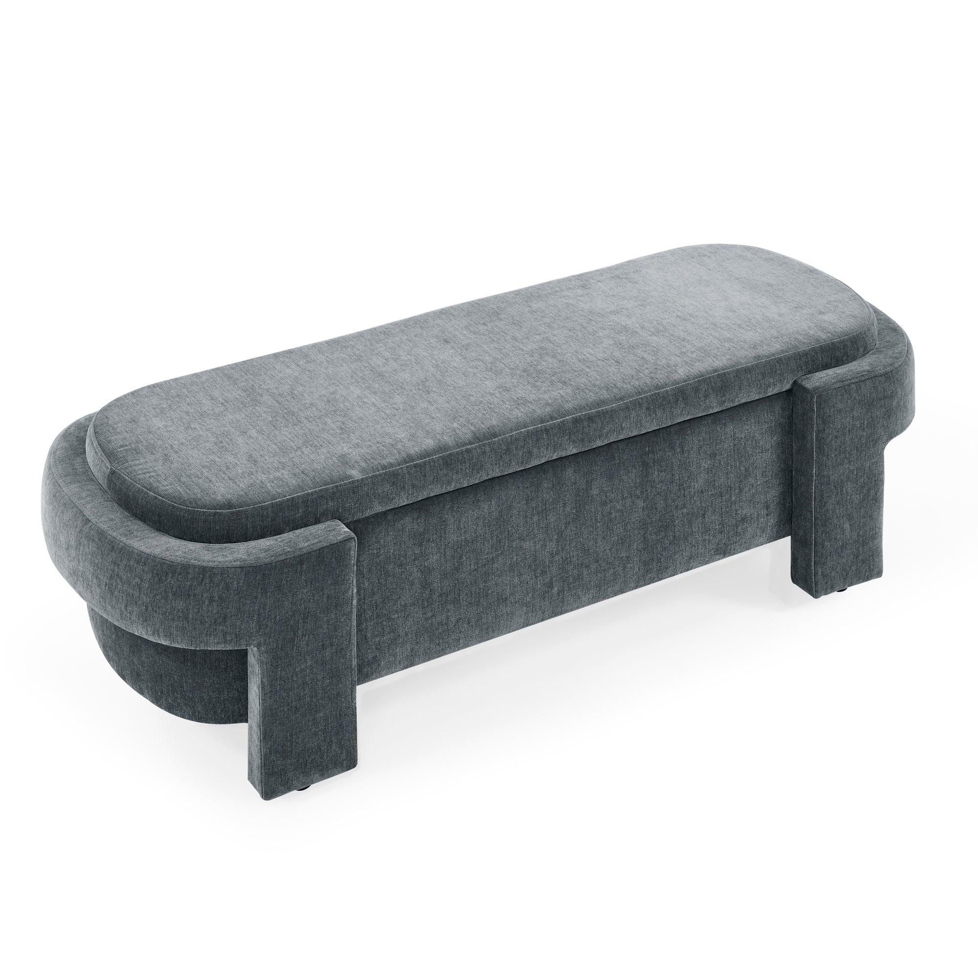 Chenille Upholstered Storage Bench with Large Capacity - 51.5