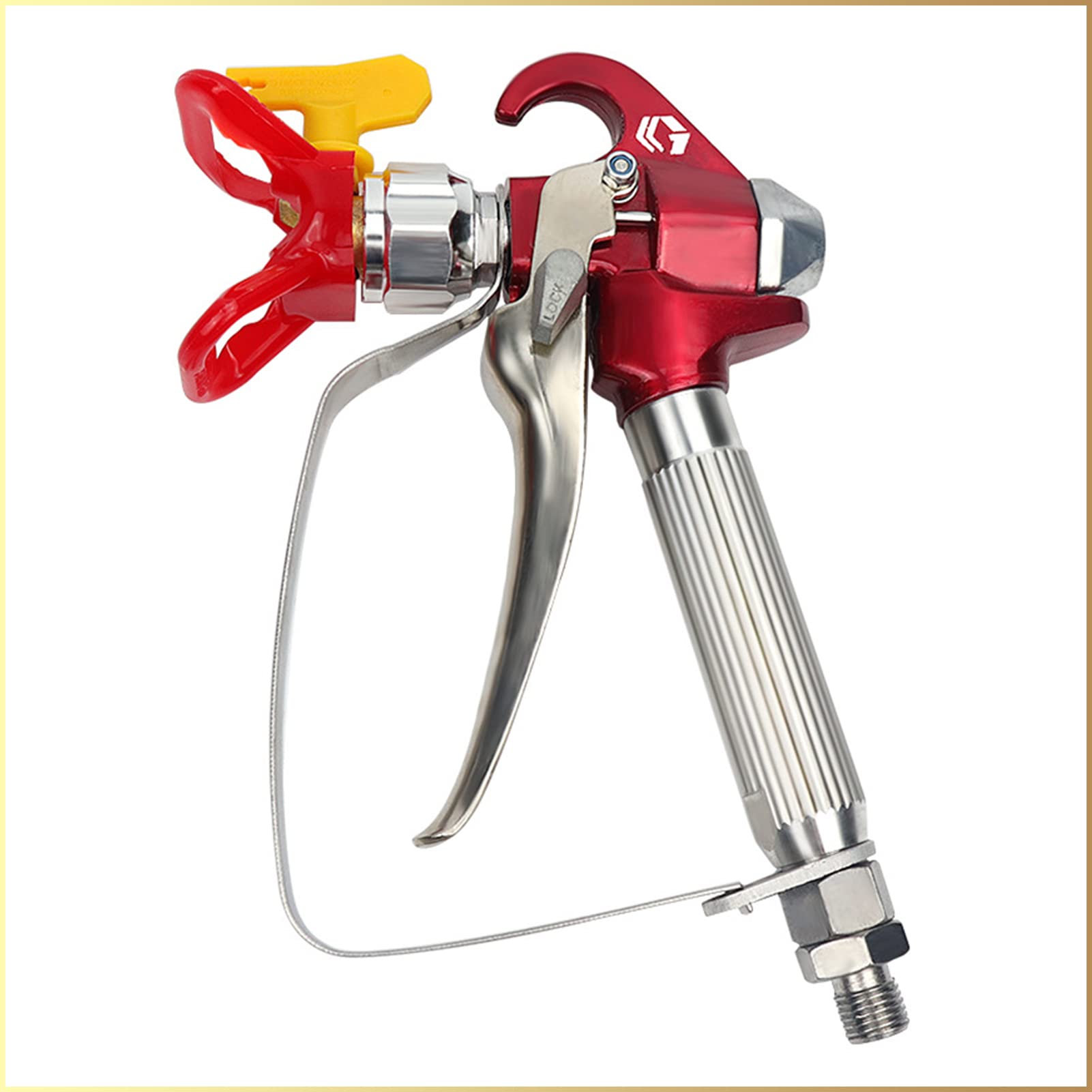 Professional 3600psi Airless Paint Spray Gun with Spray Guard - High Pressure Paint Sprayer for Walls, Furniture & DIY Projects - Silver Red Finish