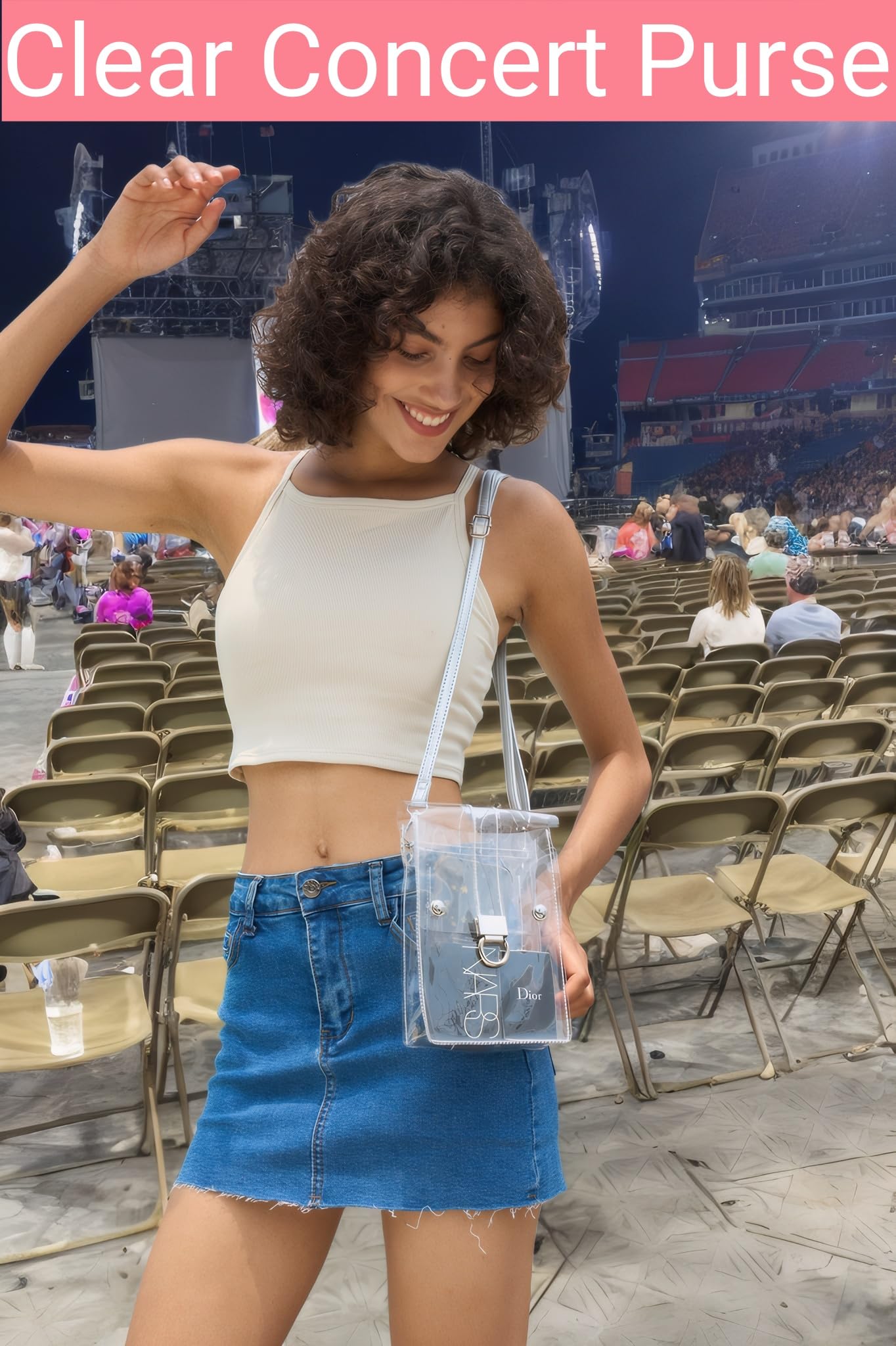 Women's Small Clear Clutch Purse - Crossbody Shoulder Bag with Phone Pocket | PVC Transparent Stadium Approved Handbag for Concerts, Festivals & Travel