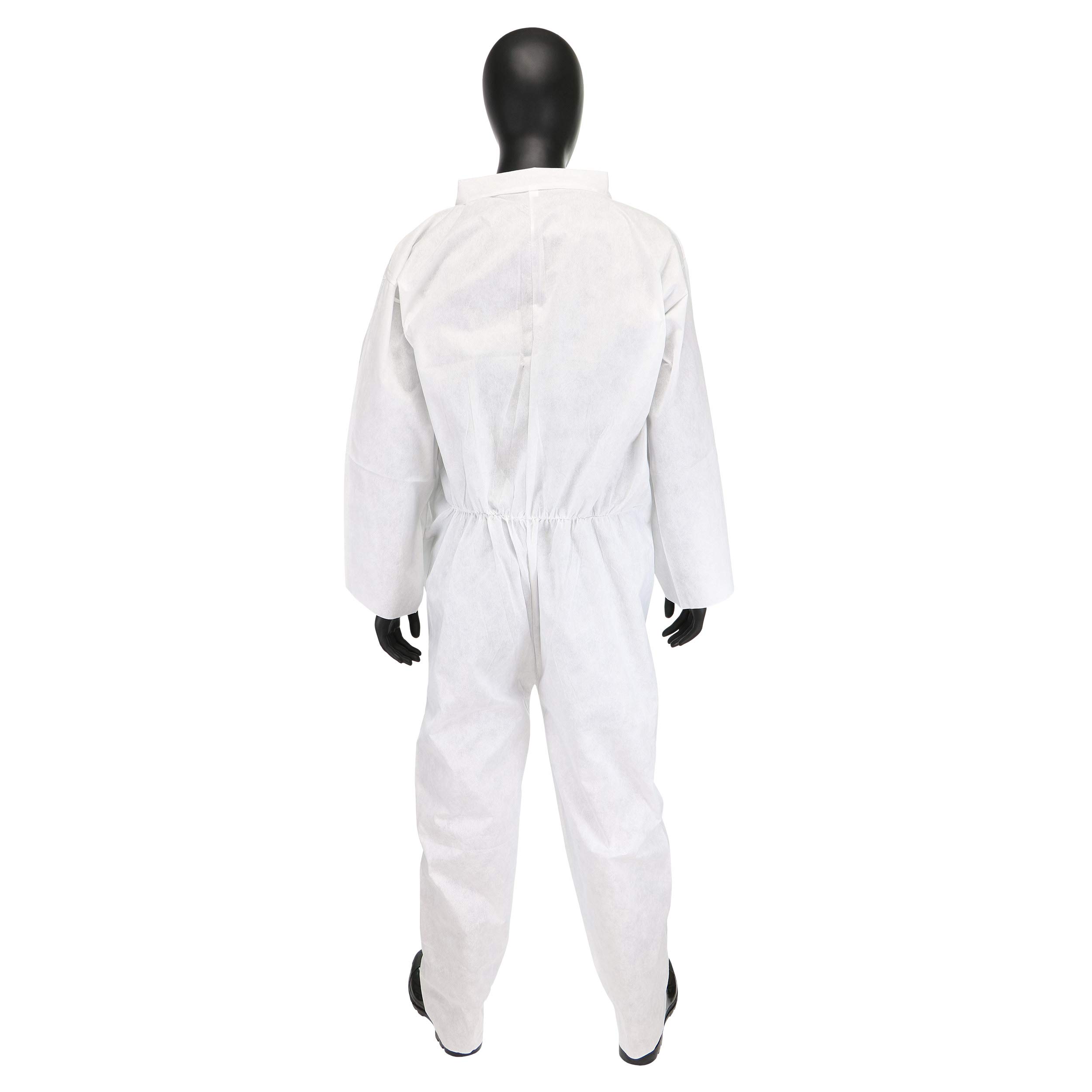 West Chester C3800 PosiM3 Coverall - Pack of 25 White Large Safety Work Overalls with Front Zipper & Collar for Construction, Painting, Industrial Work & Hazardous Environments