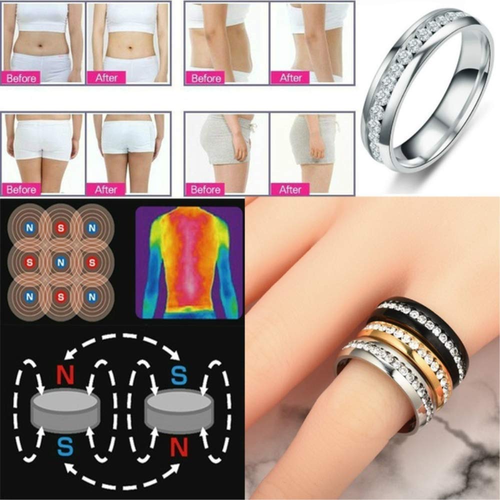 Stainless Steel Crystal Ring for Weight Loss & Slimming - Magnetic Therapy Acupressure Ring for Gallstone Relief & Wellness - Perfect for Relaxation & Stress Relief at Home or Office