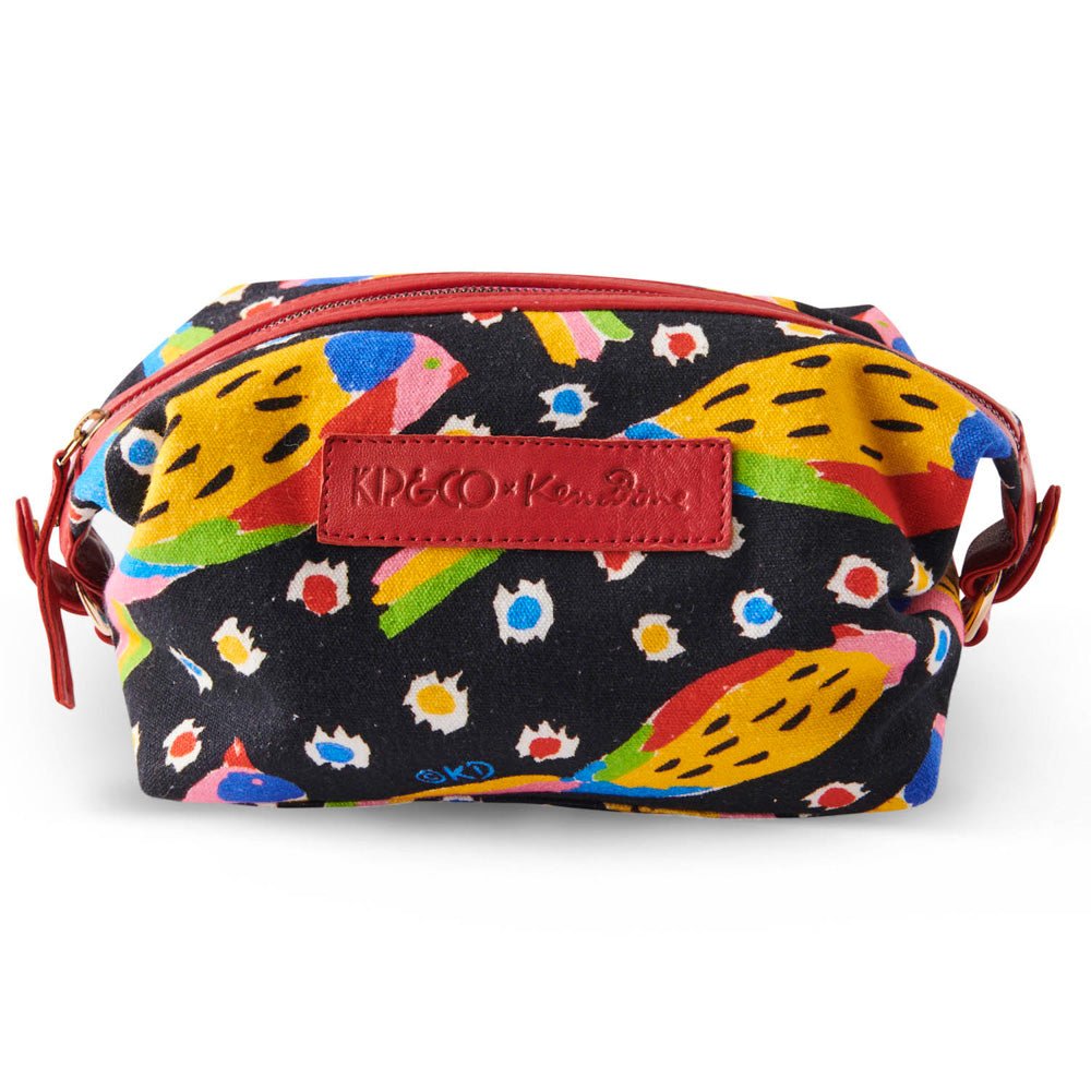 Kip&Co X Ken Done Parrot Party Toiletry Bag - Waterproof Travel Cosmetic Pouch for Women & Men - Perfect for Vacation, Gym, Beach Essentials Storage