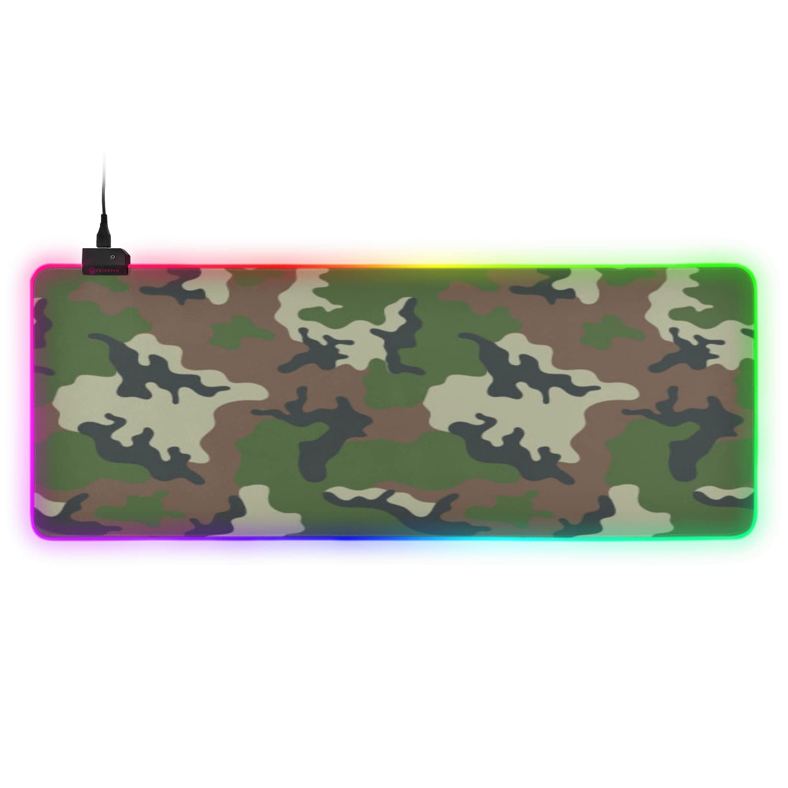 RGB LED Gaming Mouse Pad - Large Extended Waterproof Mouse Mat with Anti-Slip Base & Stylish Camouflage Design for PC, Laptop, Office & Esports Gaming Setup