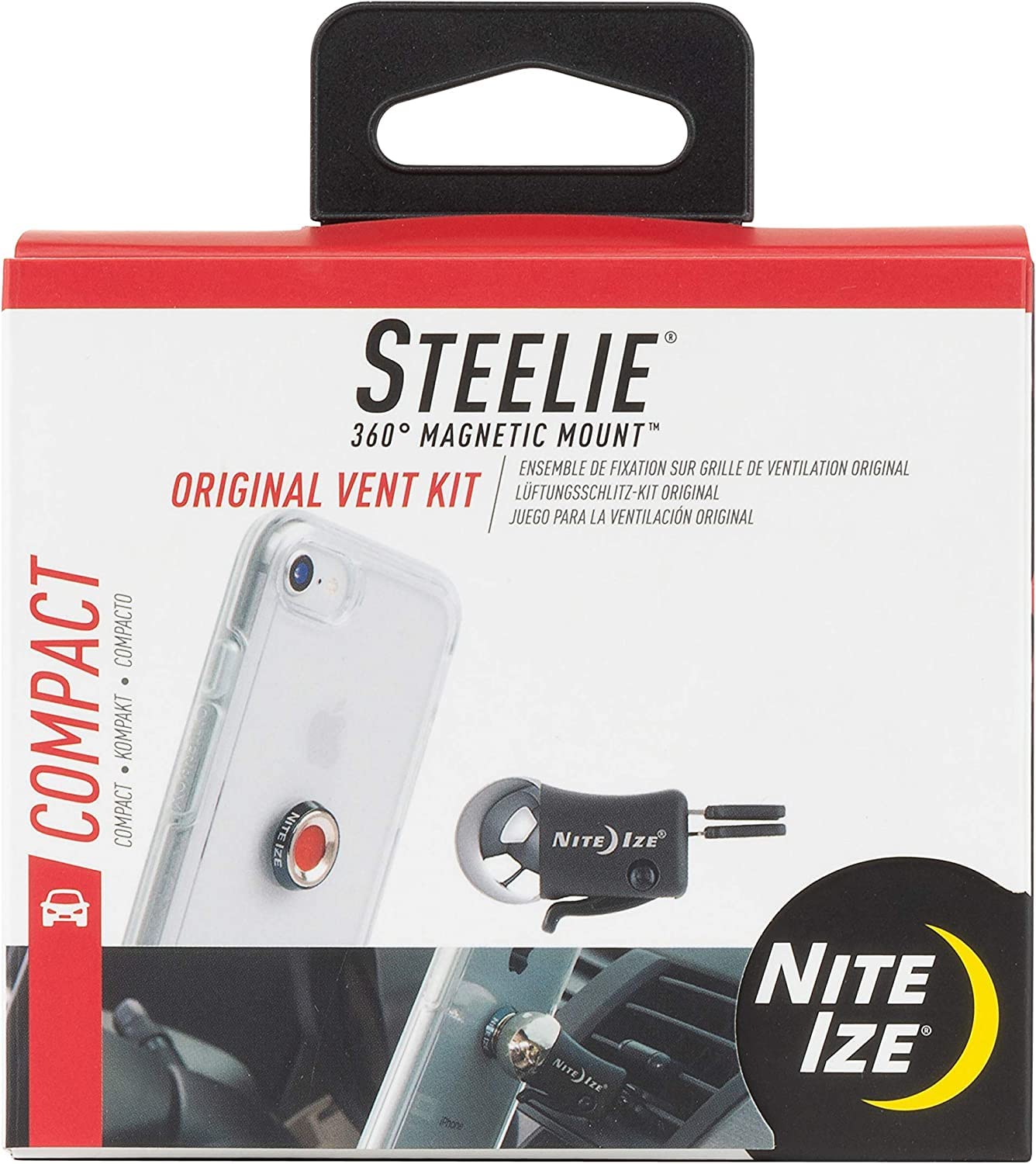 Nite Ize Steelie Original Vent Kit - Magnetic Phone Mount for Car Vents - Strong Neodymium Magnets - Universal Car Dashboard Phone Holder - Perfect for Hands-Free Navigation & Safe Driving