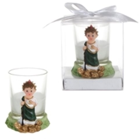 48-Pack Baby St. Judas Poly Resin Candle Set in White Gift Box - Religious Home Decor, Baptism Favors & Prayer Altar Essentials