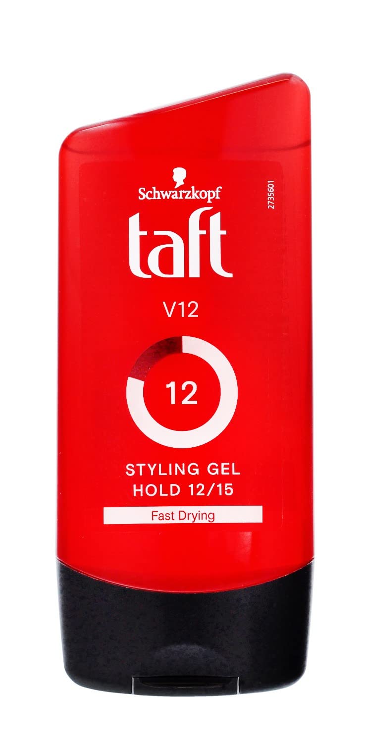 Schwarzkopf Taft Power V12 Strong Hold Hair Styling Gel for Men - Perfect for Spiky, Textured, and Defined Hairstyles - Gym, Work, and Everyday Use