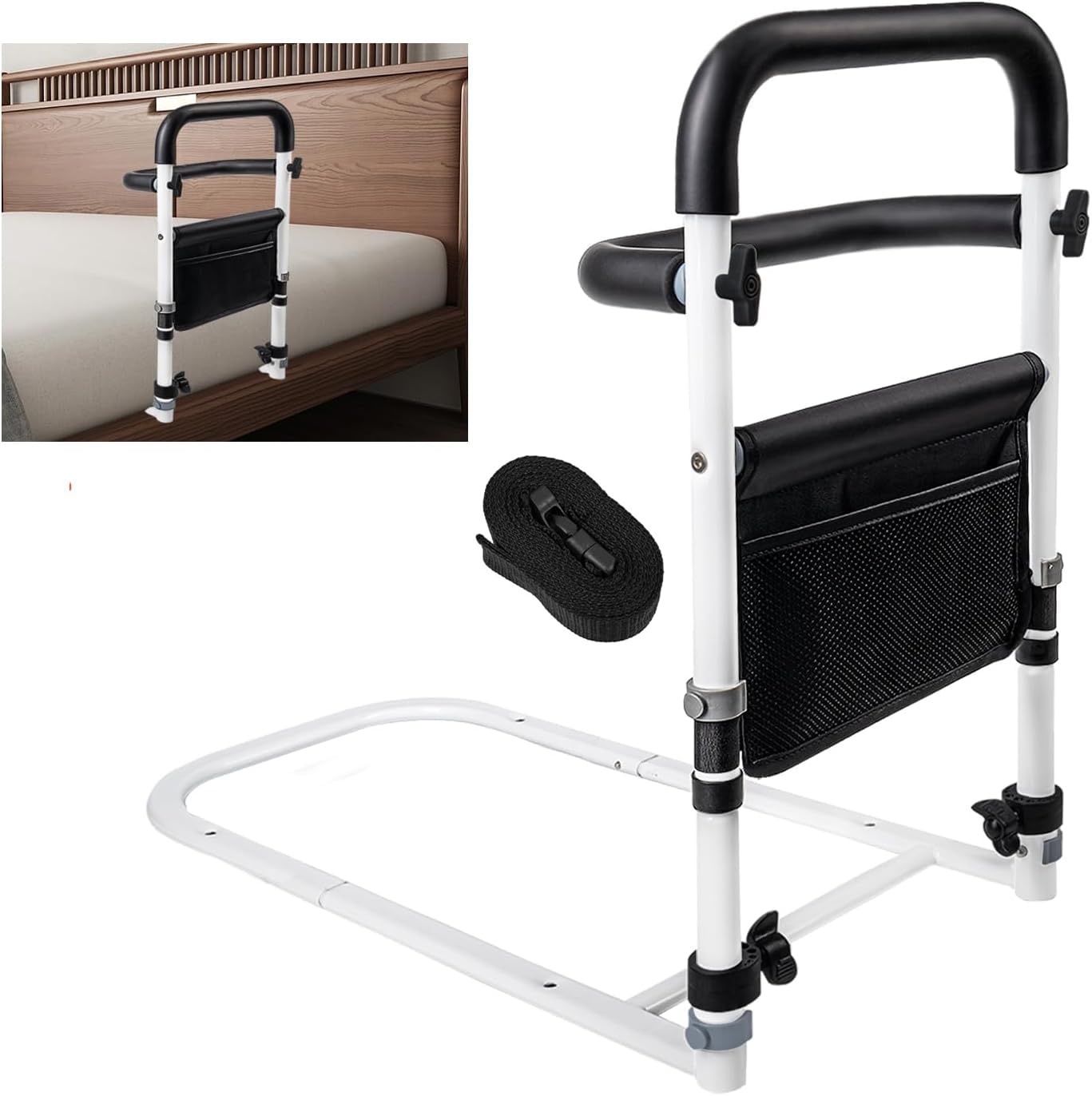 **Elderly Bed Safety Rails - Adjustable Bed Assist Rail for Seniors & Adults - Helps with Getting In & Out of Bed Easier - Ideal for Home Care & Hospital Use**
