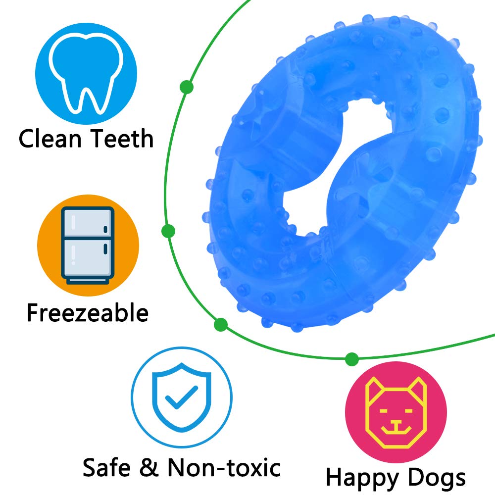 Freezeable Dog Cooling Chew Toy - Durable Puppy Teething Ring for Summer, Ice Soothing Chew Bone for Small & Large Dogs - Perfect for Hot Weather, Teething Relief & Playtime