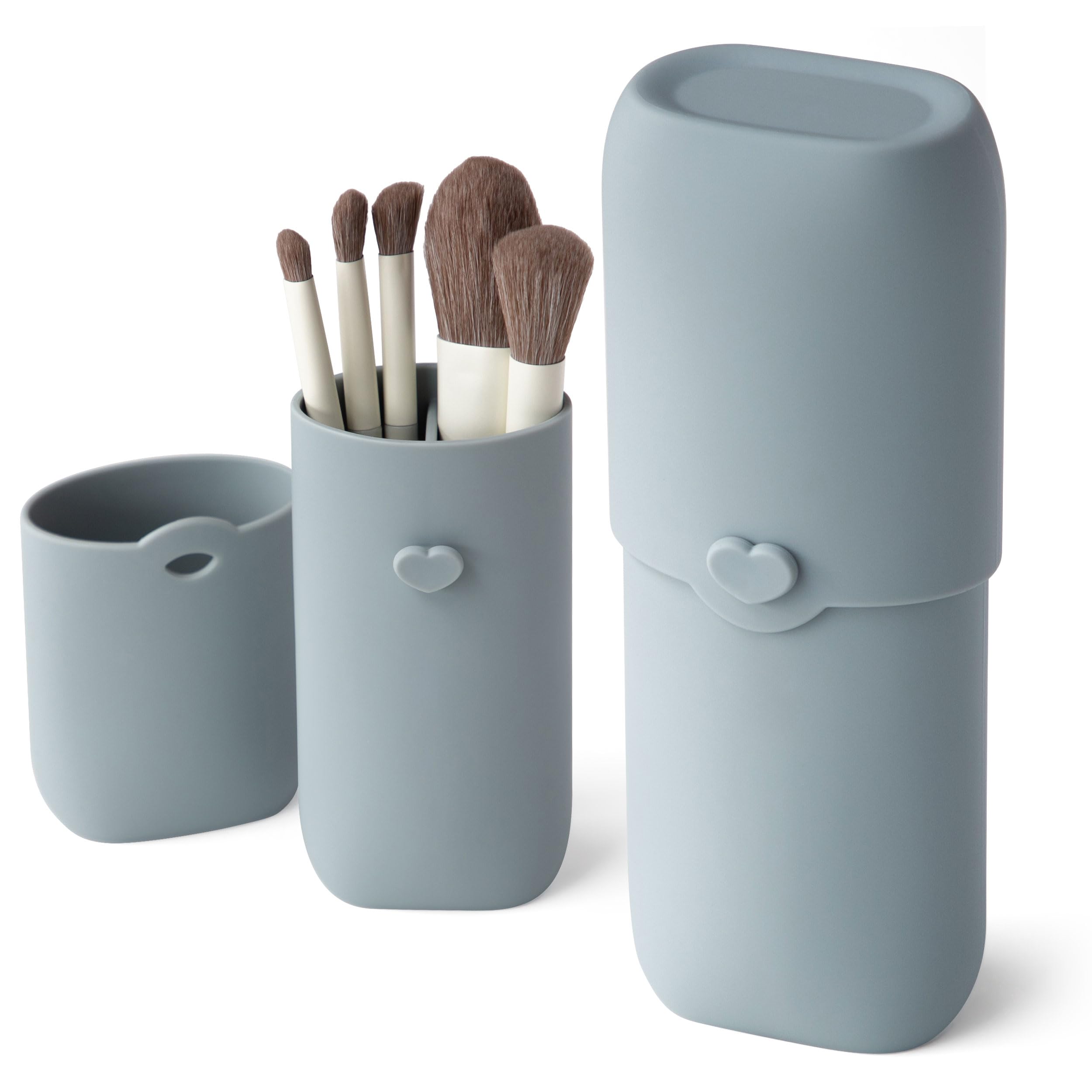 Zoka Silicone Makeup Brush Holder - Travel Makeup Brush Case & Cosmetic Pouch with Anti-Fall Cover, Waterproof Organizer for Makeup Brushes | Perfect for Travel, Home Use & Professional Makeup Artists
