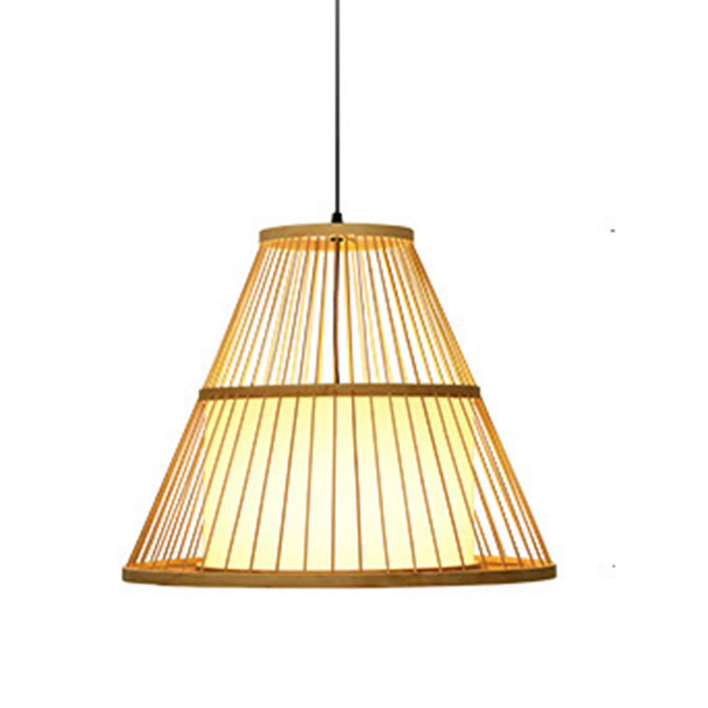 Handwoven Bamboo Pendant Lamp - Natural Rattan Chandelier with Wicker Design for Ceiling Hanging Light Fixture - Boho Style Woven Lampshade for Living Room, Bedroom, Kitchen & Dining Room - Perfect for Farmhouse, Coastal, or Bohemian Home Decor