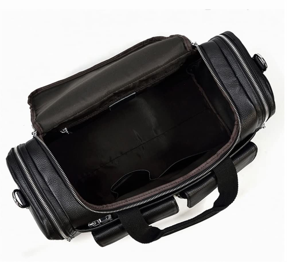 **Premium Waterproof Leather Travel Duffel Bag for Men - Large Gym & Overnight Duffle Bag with Carry Handle - Ideal for Business Trips, Workouts & Weekend Getaways (Black)**