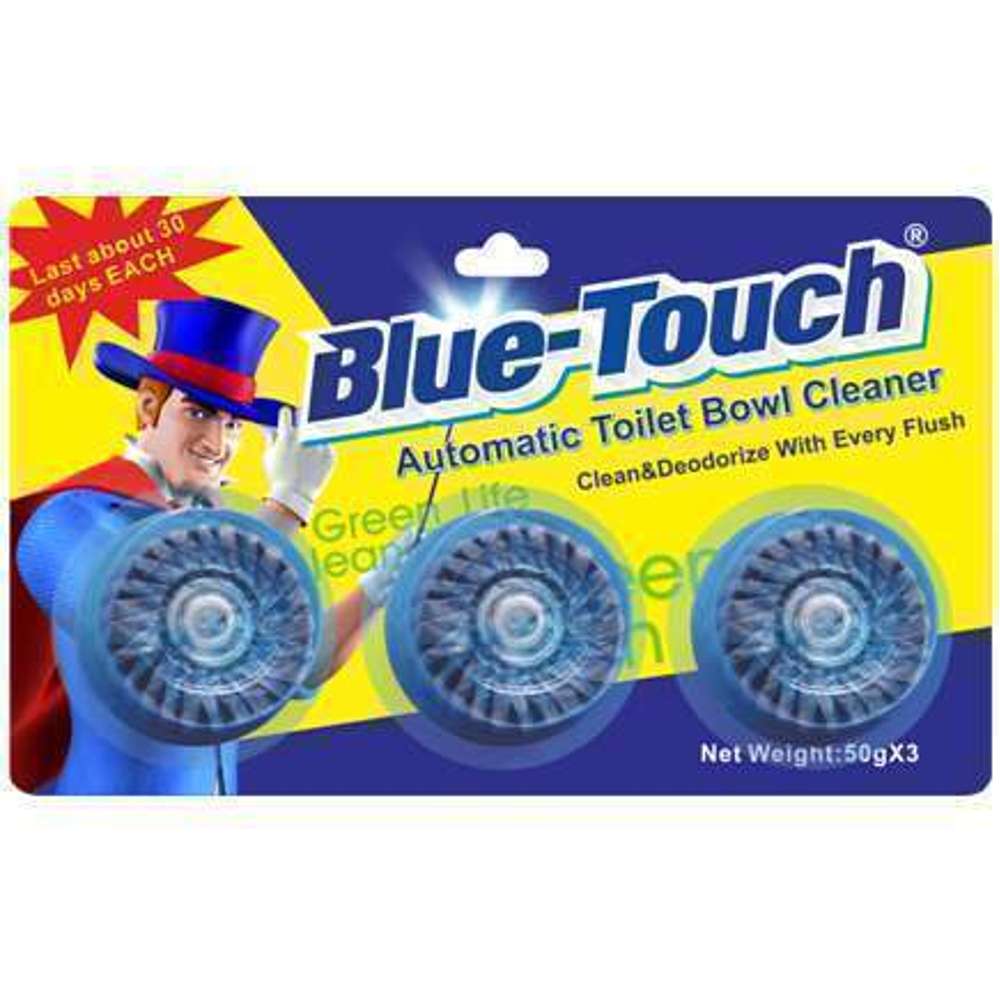 Blue Touch 3-Piece In-Tank Toilet Bowl Cleaner (50g x 3) - Long-Lasting Freshness for Bathroom & Restroom Cleaning