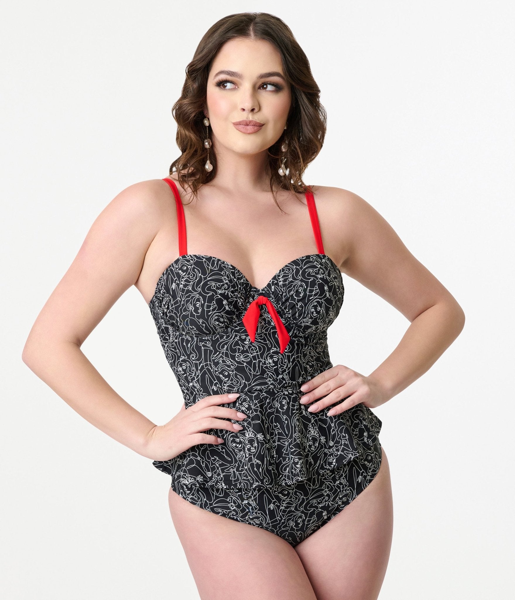 Disney Princess Collection Black & White Print Swim Bottoms by Unique Vintage - Perfect for Beach, Pool, and Summer Vacations