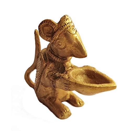 Premium Brass Mouse Oil Wicks Ghee Lamps (Deepak) for Hindu Puja, Aarti & Mandir Worship - Elegant Gold Finish | Perfect for Diwali, Home Altar & Spiritual Ceremonies