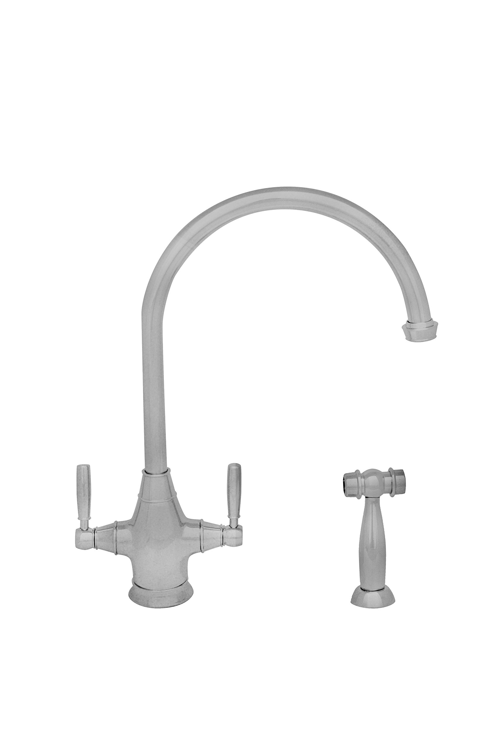 QueenHaus Dual Handle Solid Lever Kitchen Faucet - High Arc Pull Down Sprayer for Modern Farmhouse & Commercial Style Sinks