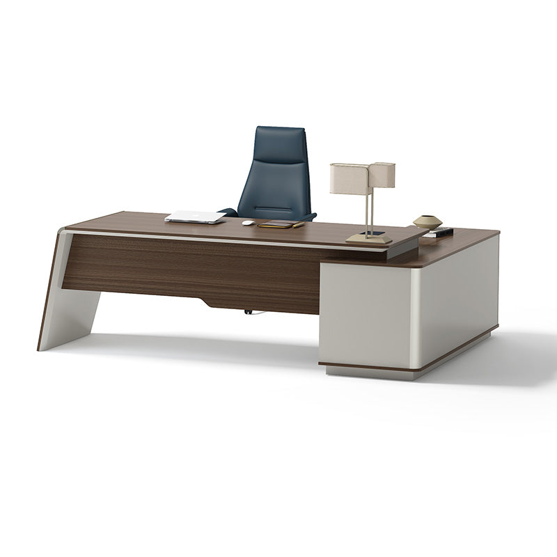 Premium ANDERS Executive Desk with Reversible Return - 2.2M L-Shaped Office Desk in Hazelnut & Beige | Modern Home Office Furniture for Professionals & Remote Workers