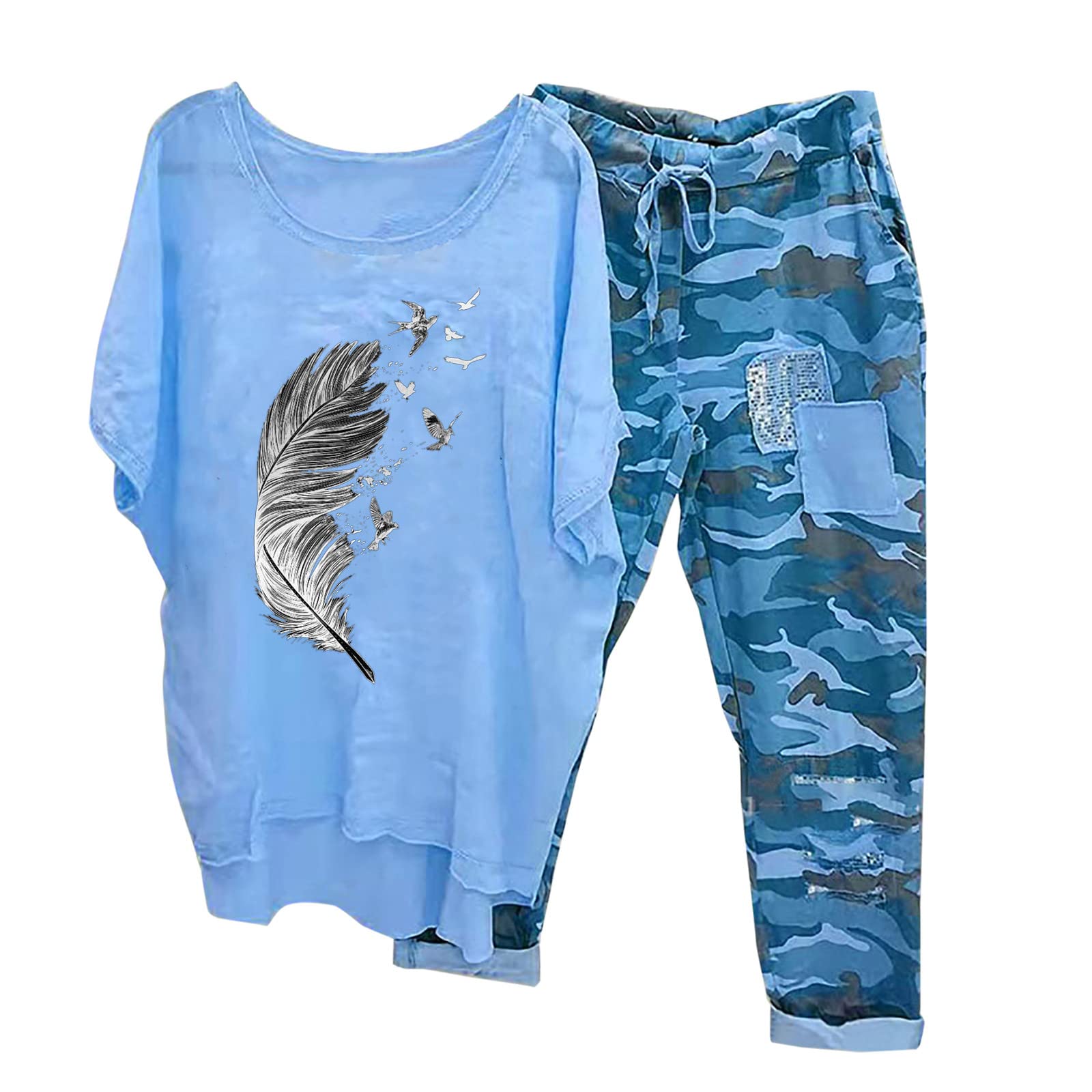 Women's 2-Piece Lounge Set - Soft Loose Shirt & Comfortable Pants - Cozy Fall Outfits for Relaxing at Home, Yoga or Casual Wear