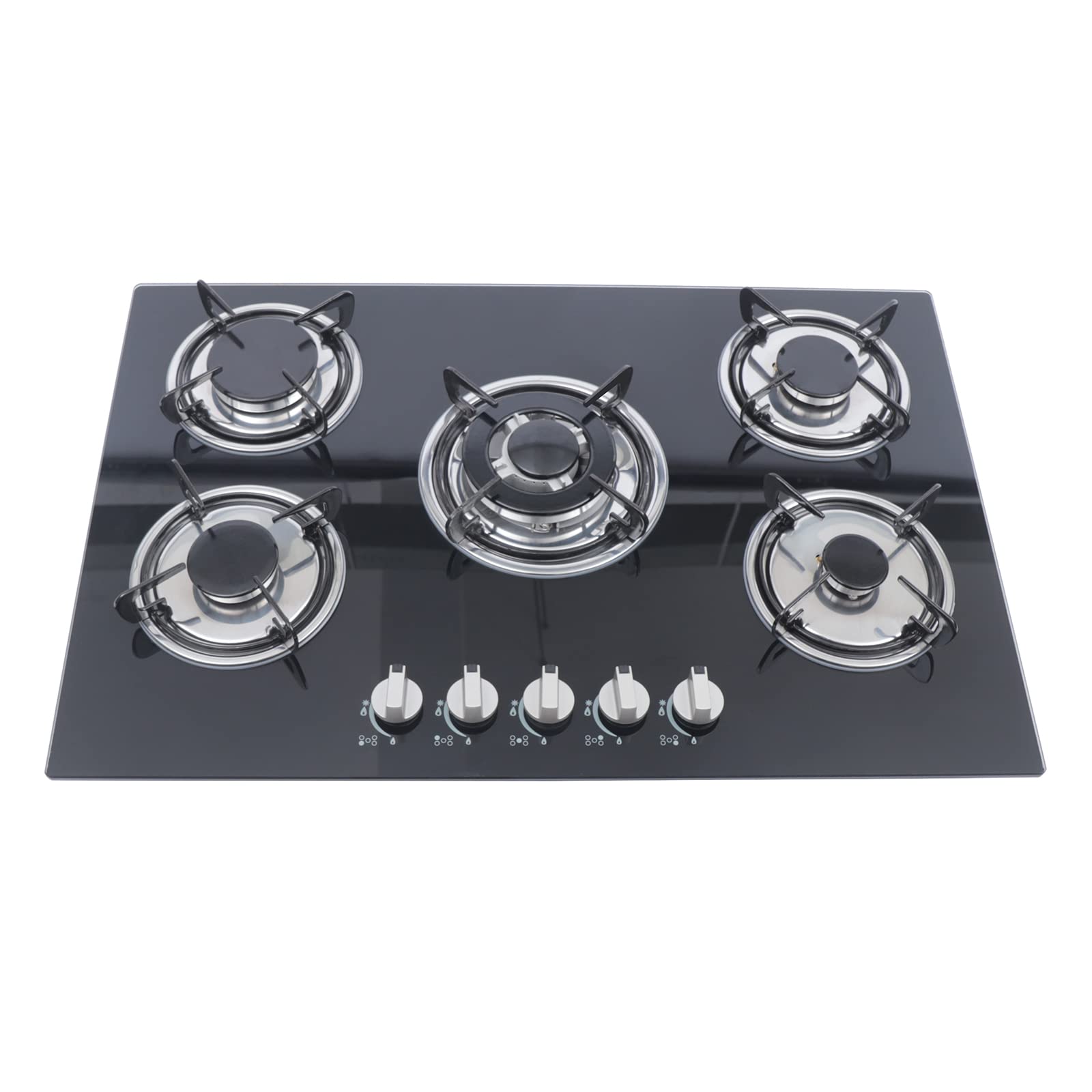4 Burner Built-in Gas Cooktop Hob - Stainless Steel Stove with NG/LPG Conversion & Independent Controls - Perfect for Home Kitchen Cooking, Baking & Meal Prep (5 Burner Option Available)