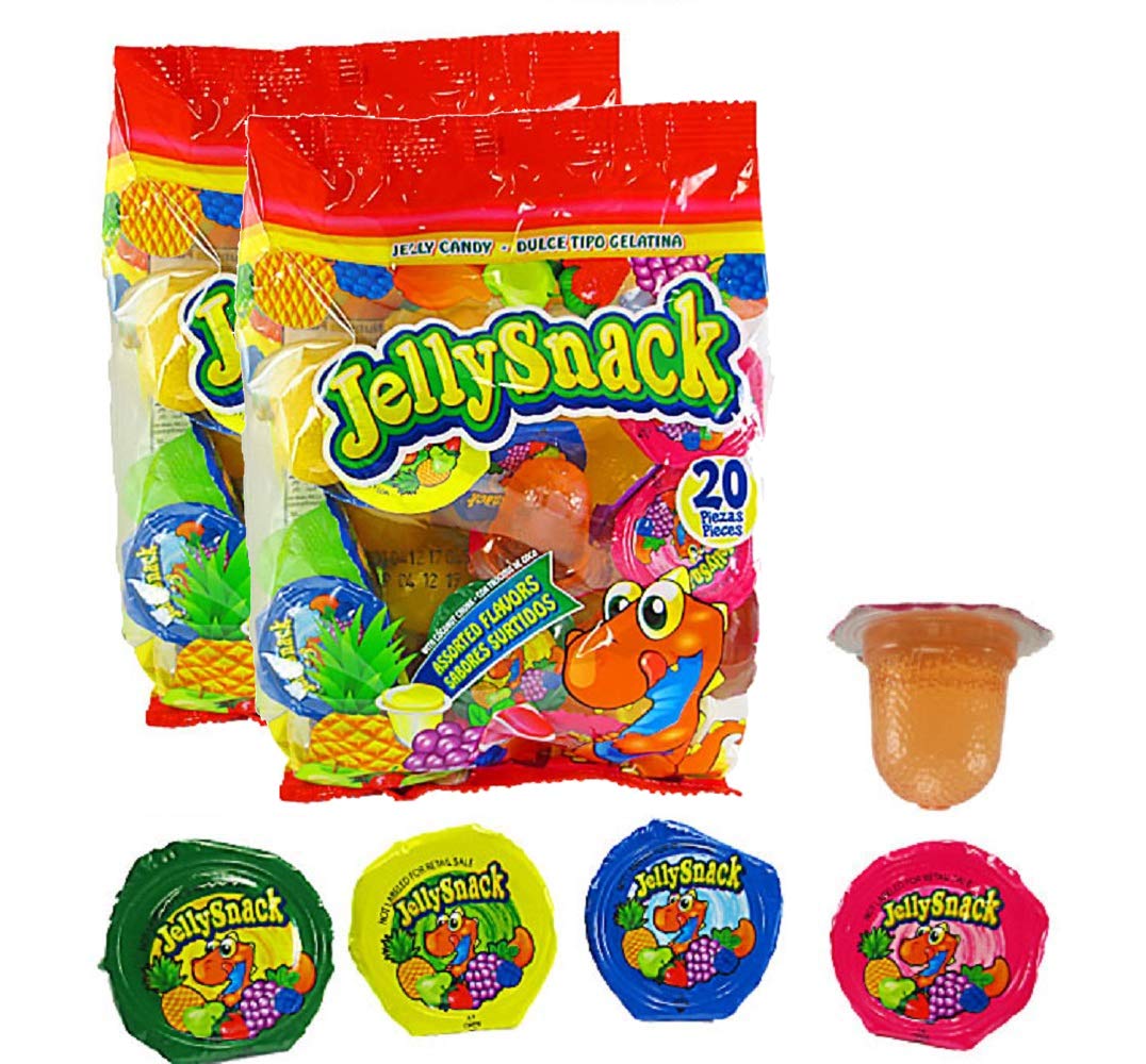 Delicious Assorted Fruit Jelly Candy Snacks - 2 Pack (40 Cups Total) - Perfect for Lunchboxes, Parties & On-the-Go Treats