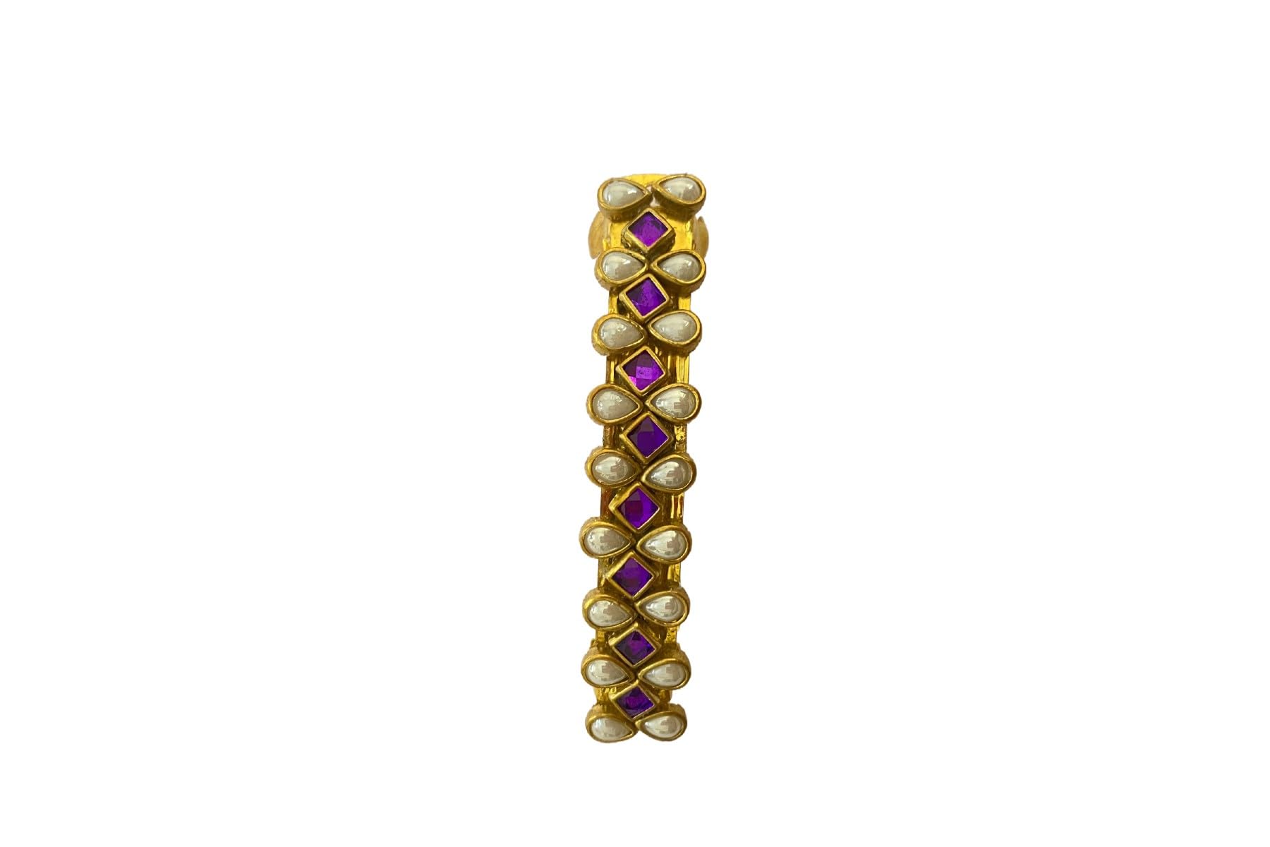 Elegant Kundan Stone Center Hair Clips for Women & Girls - Premium Hair Accessories for Parties, Weddings & Special Occasions (Pack of 1, White & Purple)