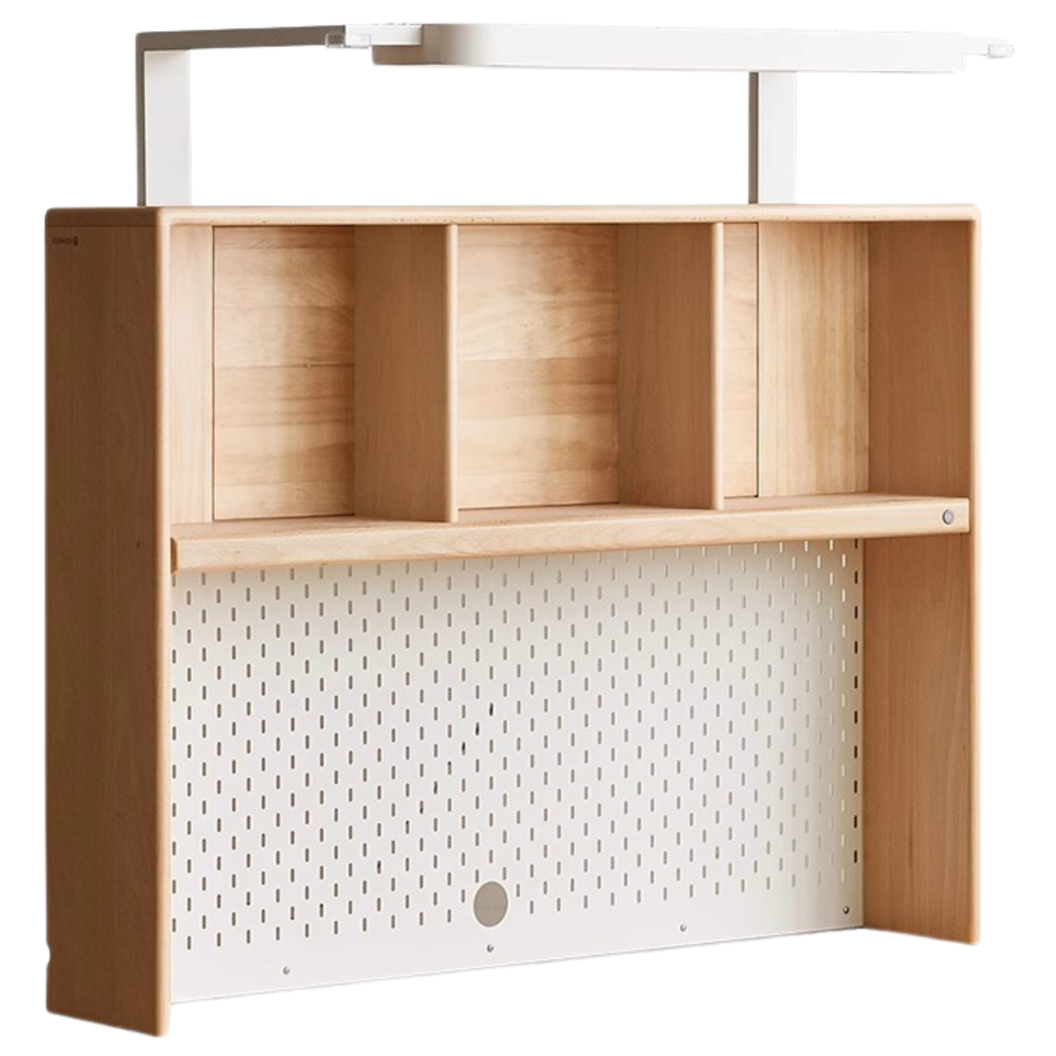 46.4x9.4x39.7 inch / 118x24x101 cm / Natural Wood Color / Beech Study table shelf with light
